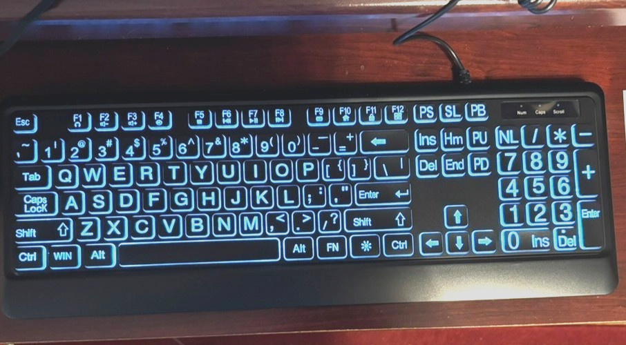 LED Backlid Large Print Wired Keyboard Big Letters  USB Wired PC or Laptop