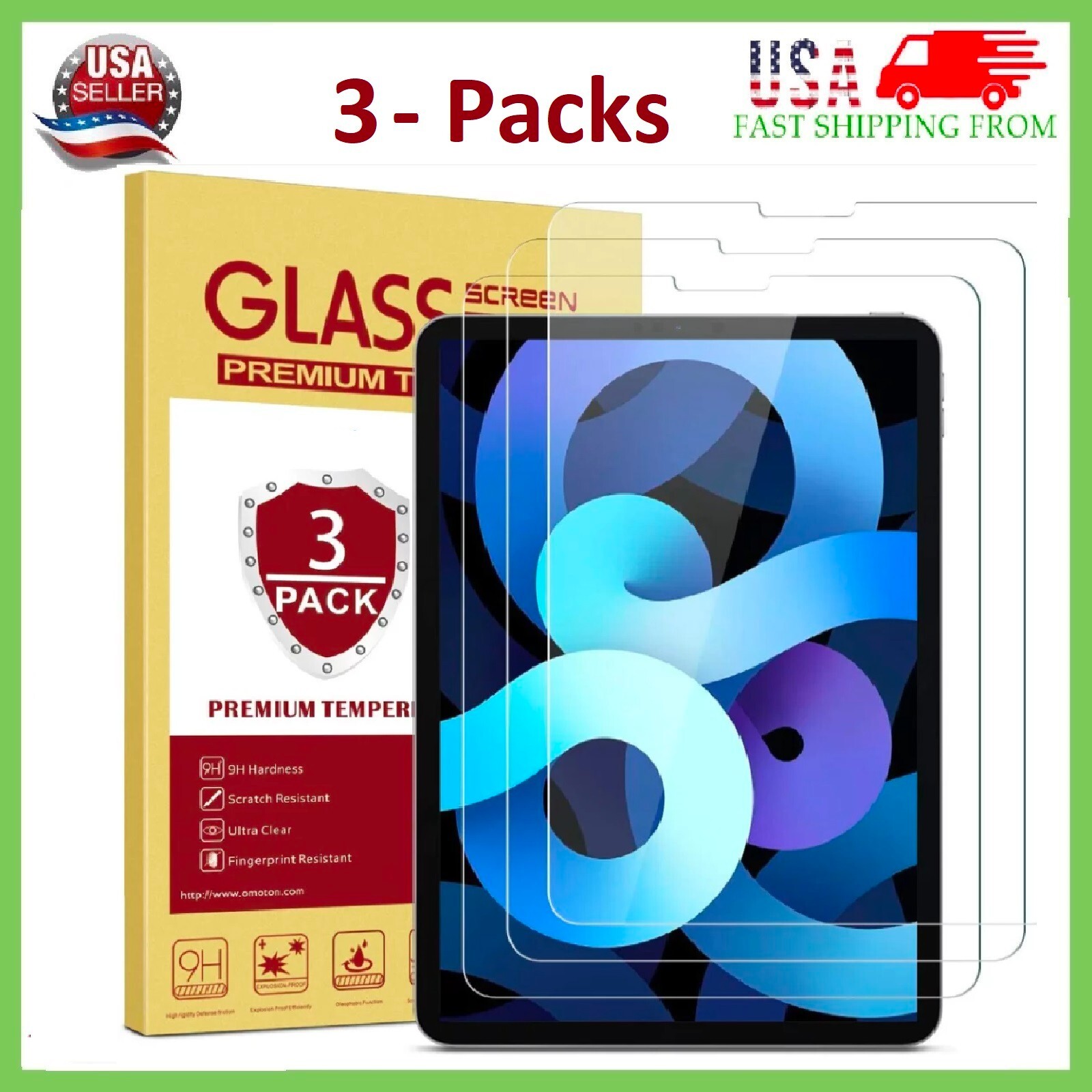 {3-Pack}Tempered Glass Screen Protector For iPad Pro 12.9"  2nd 3rd 4th 5th 6th