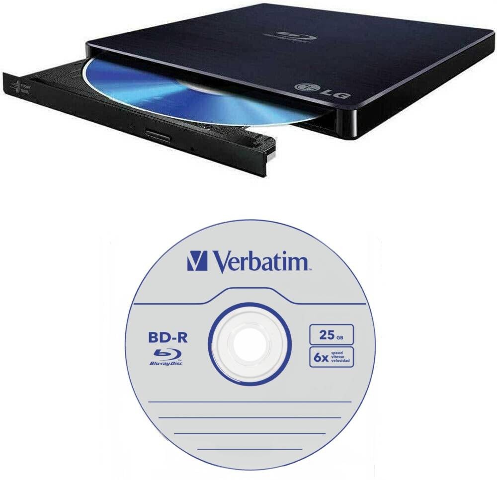 LG WP50NB40 6X External Slim Blu-ray CD DVD Drive Burner+1pk Mdisc BD+Software