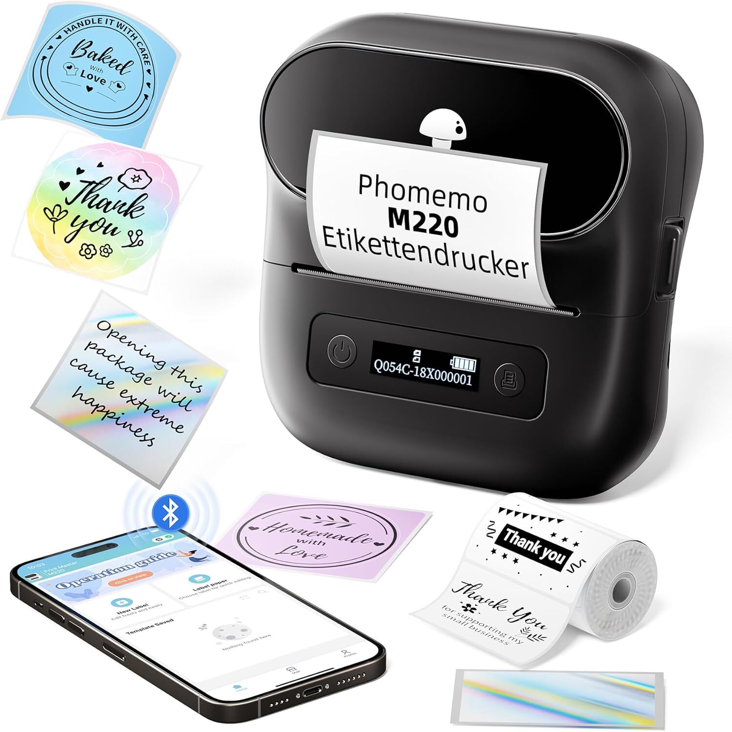 Phomemo M220 Label Maker Bluetooth Sticker Machine Barcode Label Printer Lot