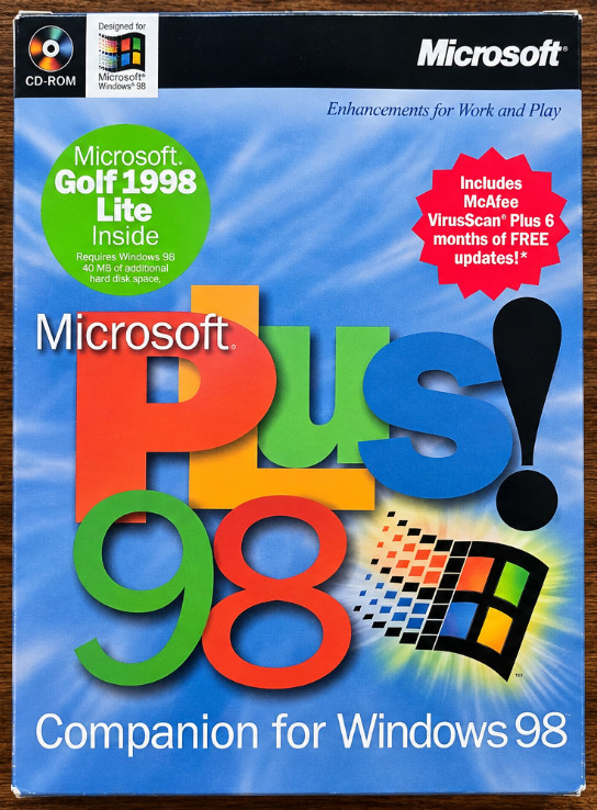 Microsoft Plus 98 Companion for Windows 98 Vintage PC Software Big Box CD