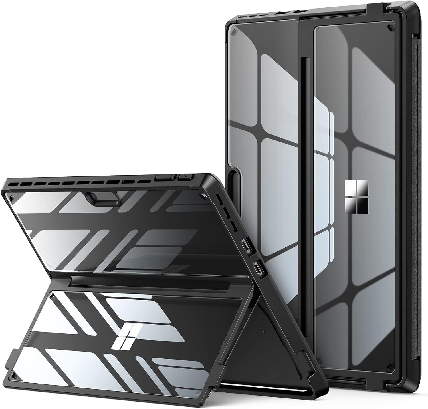 Surface Pro 11/10/9 Case, Crystal Clear Multi-Angle Shockproof for Microsoft Sur