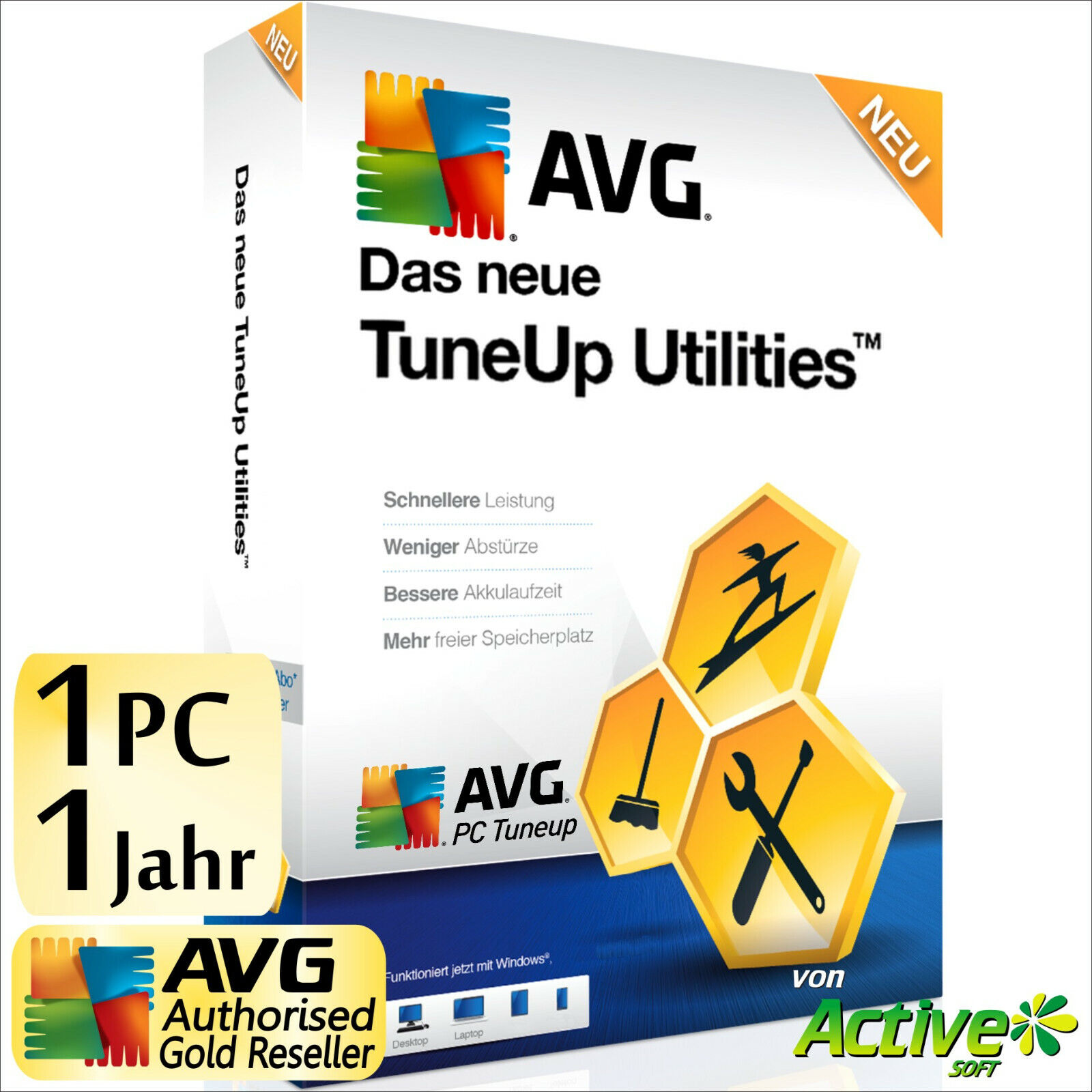 TuneUp Utilities 2024 1 PC Full Version AVG PC TuneUp PERFORMANCE UE German NEW