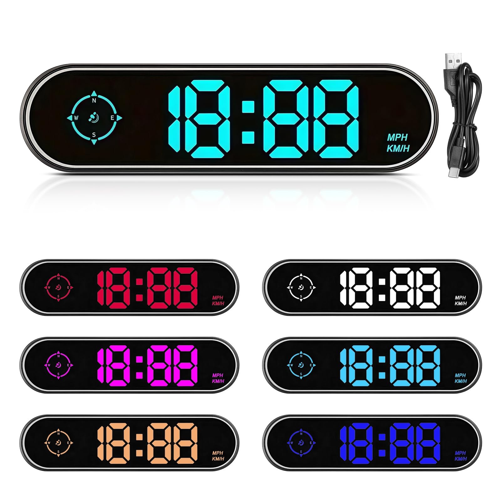 Digital Universal MPH Speedometer for Cars, 7 Color Options, Large Screen Dis...