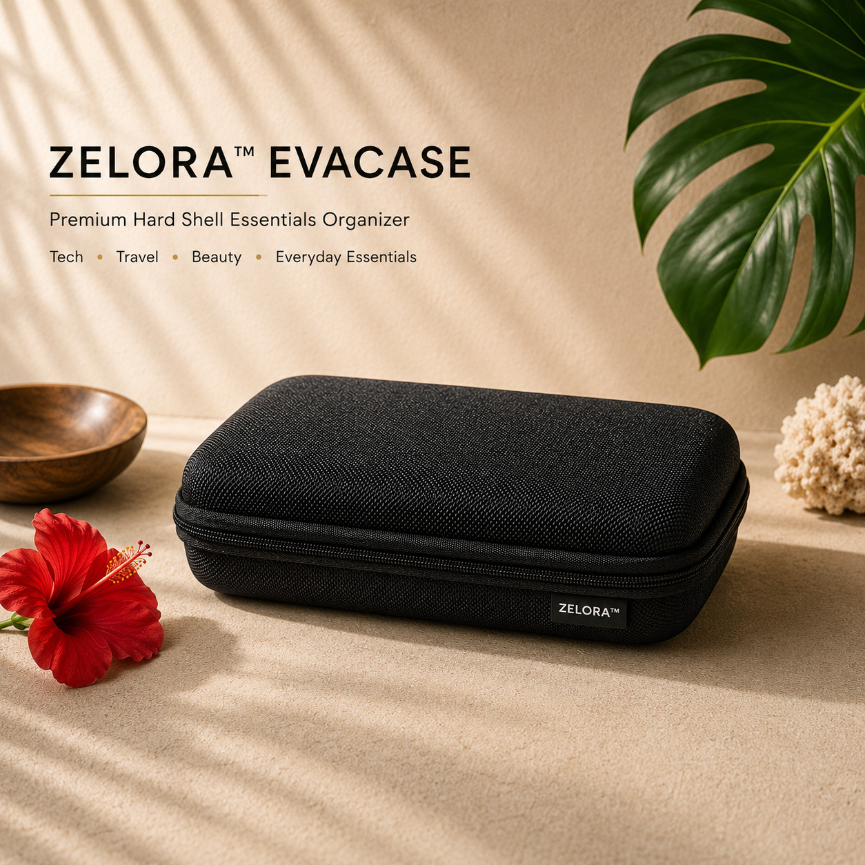 Hard Shell Travel Electronics Organizer Case Cables Chargers Accessories Zelora