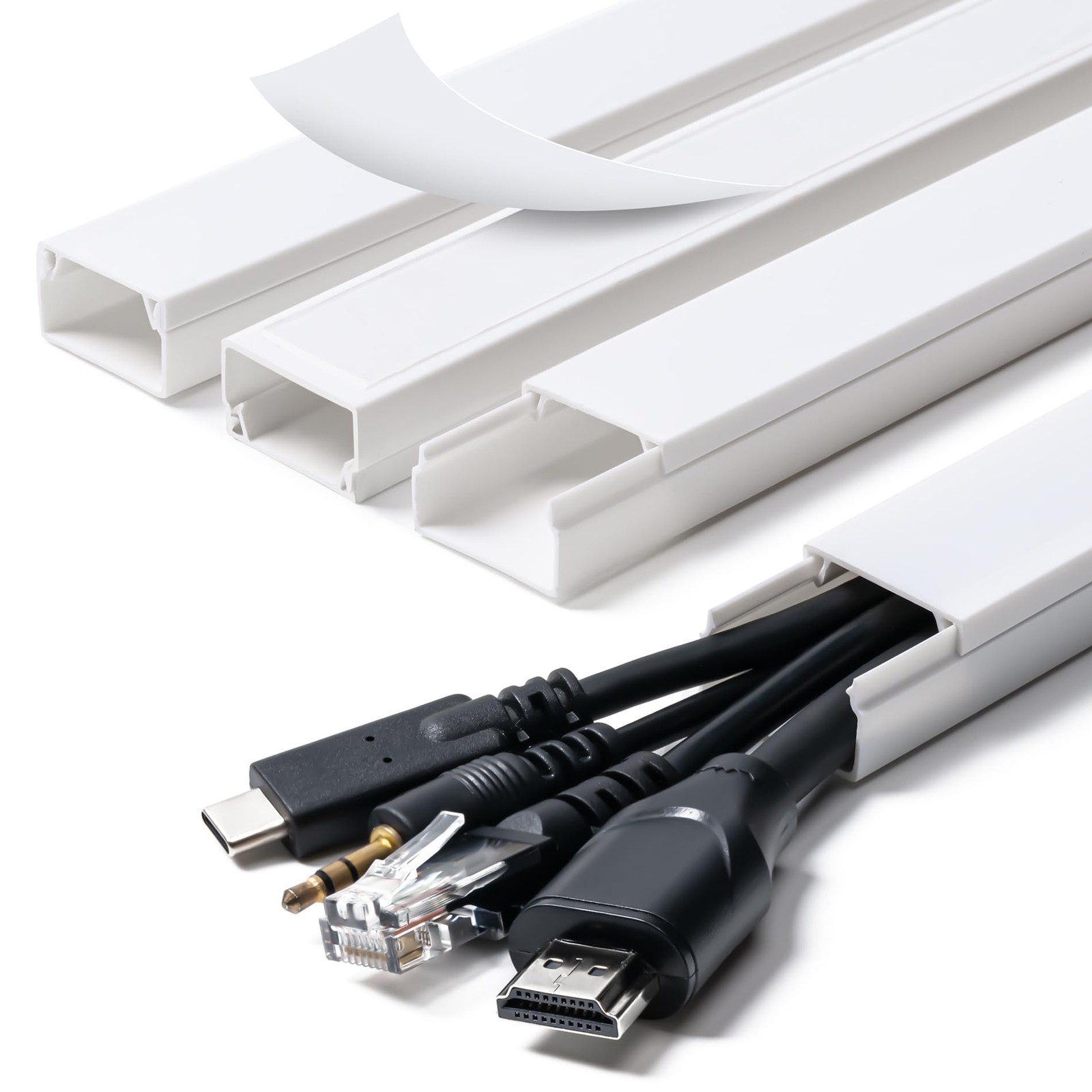 58in Cord Hider Cable Cover Wire Management Raceway 4X 14.5in White