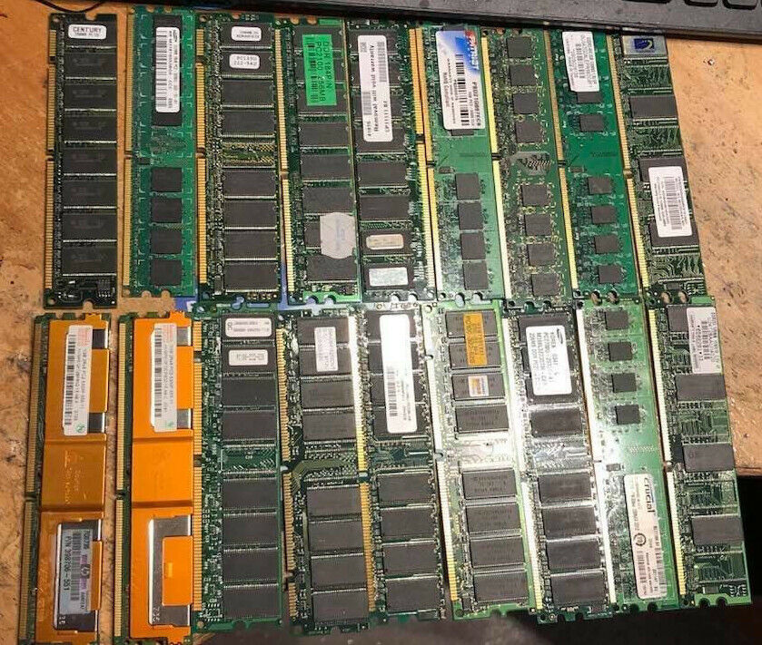 LOT OF 18 DESKTOP RAM PIECES 2GB 1GB 512MB 256MB 128MB SEE PICTURES FOR DETAIL