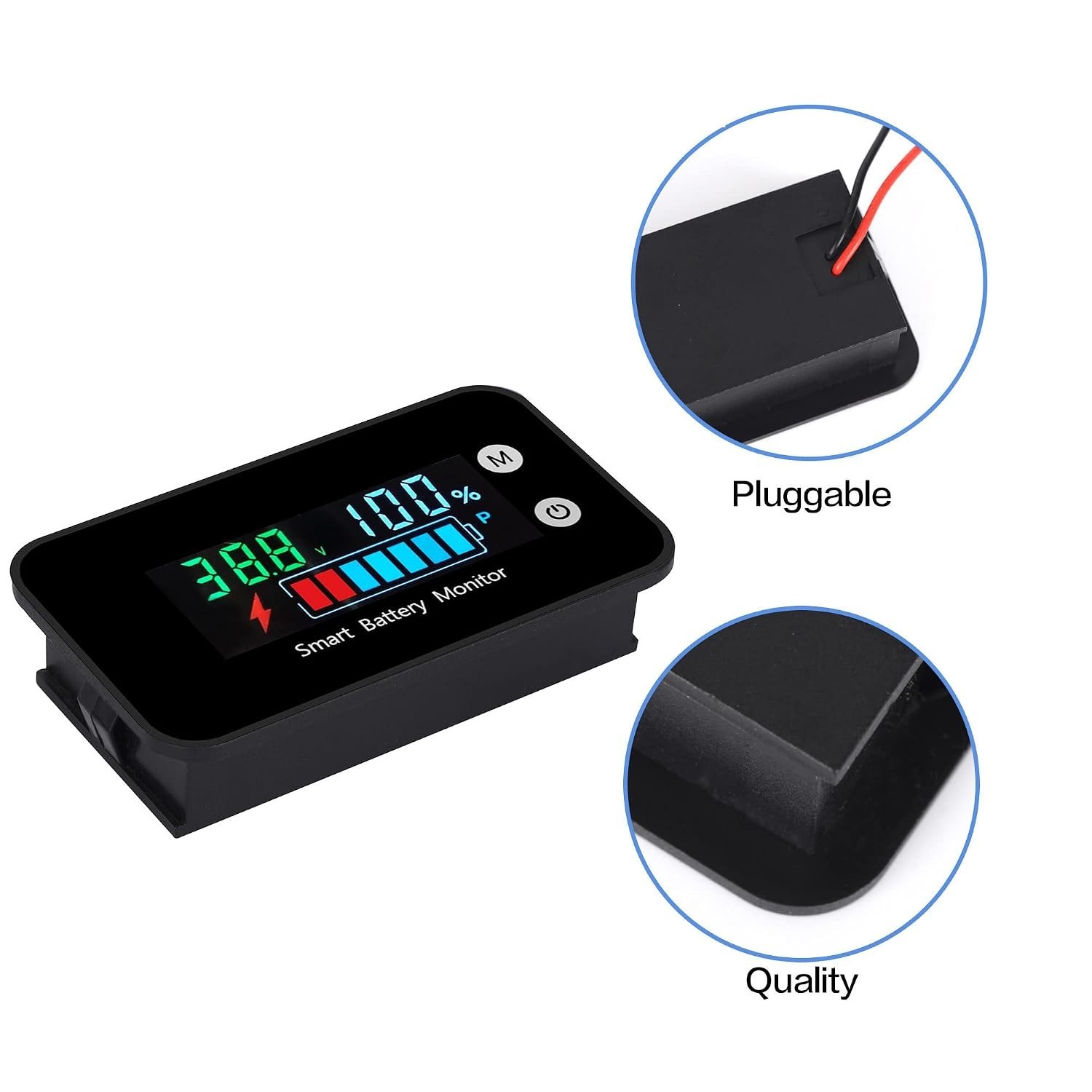 7-100V Smart Battery Monitor with Buzzer Alarm & Temperature | 2V 24V 36V 48V 60