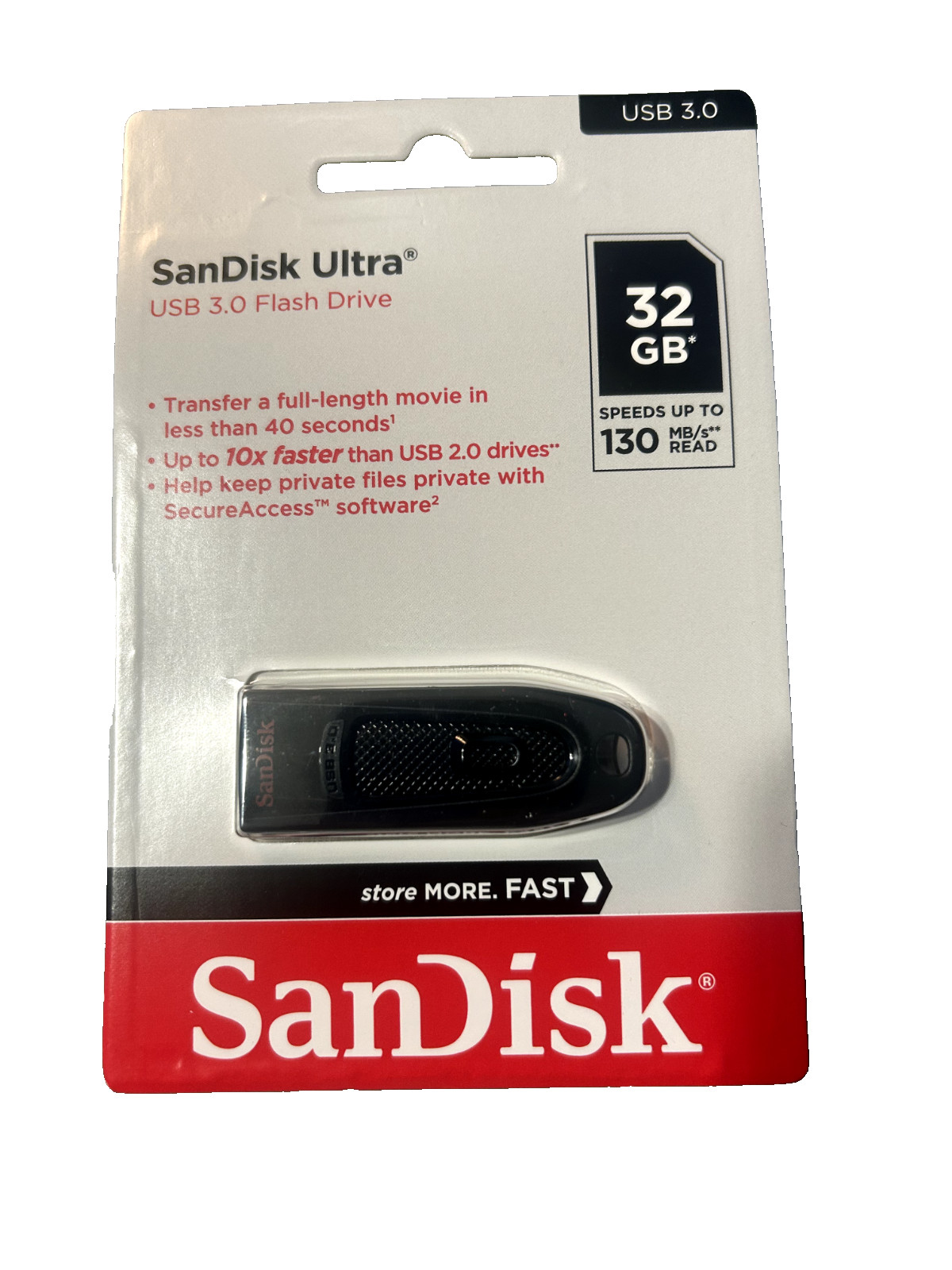 SanDisk Ultra USB 3.0 Flash Drive. 32 GB Speed Up To 130 MB/s CZ48