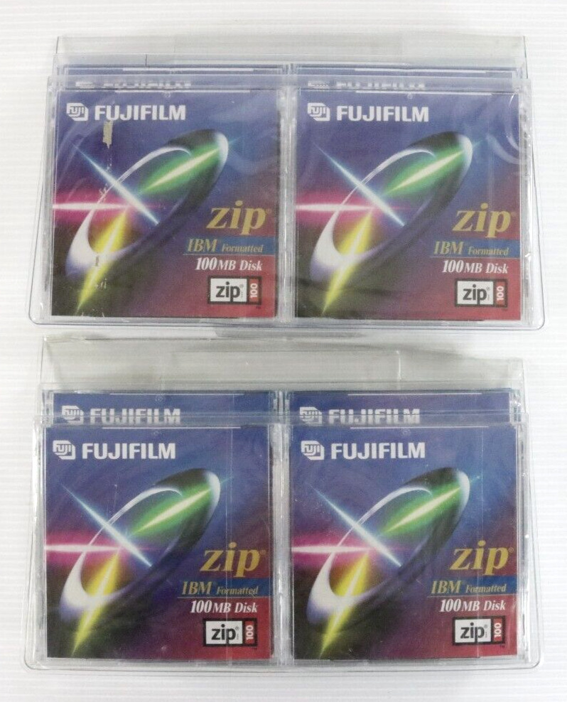 FujiFilm 100MB Zip Disk 8-Pack IBM Formatted Computer Data Brand New Sealed