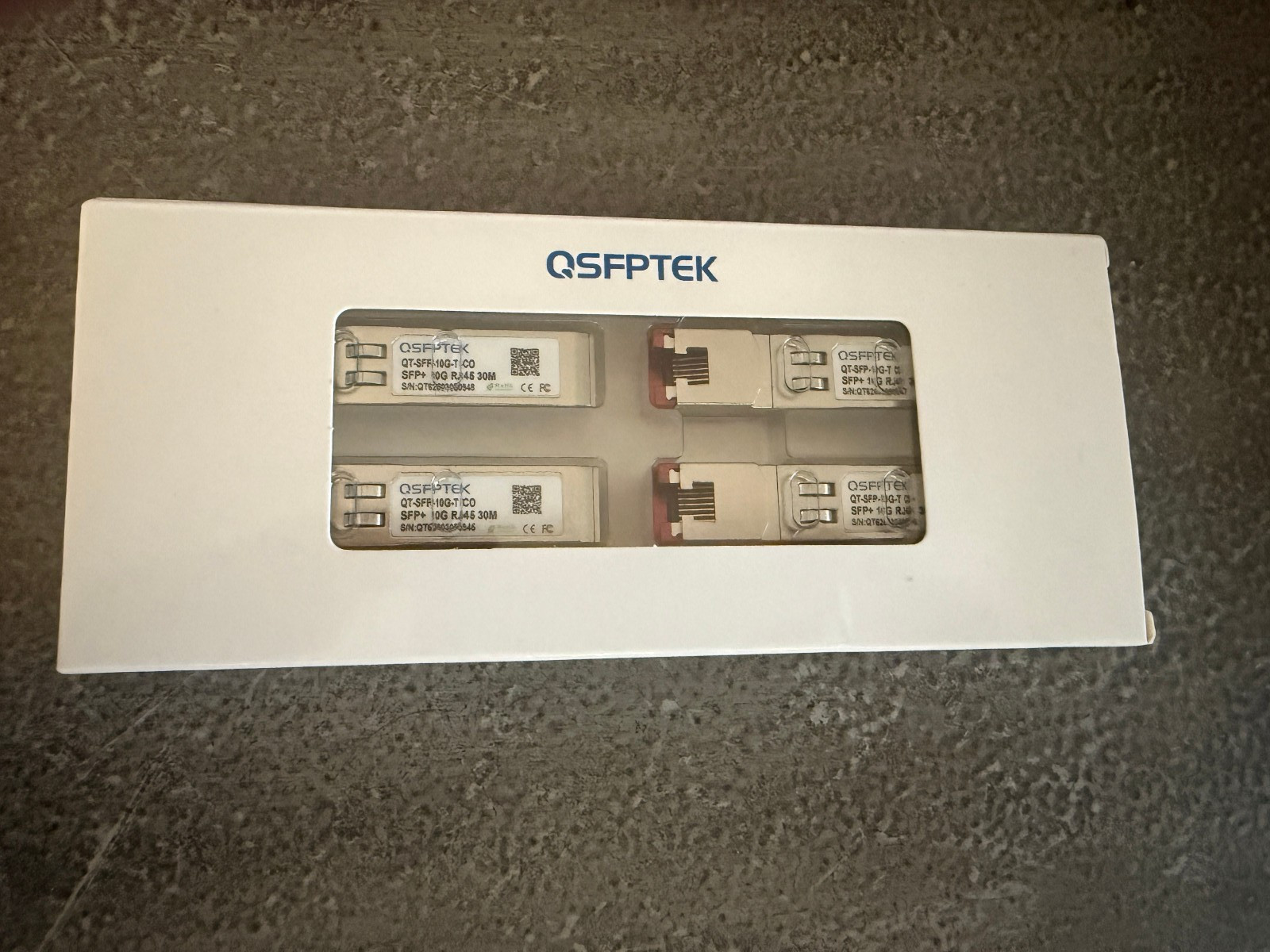 QSFPTEK 4-Pack QT-SFP-10G-T, SFP+ 10G RJ45 Transceiver Module 30M for Cisco