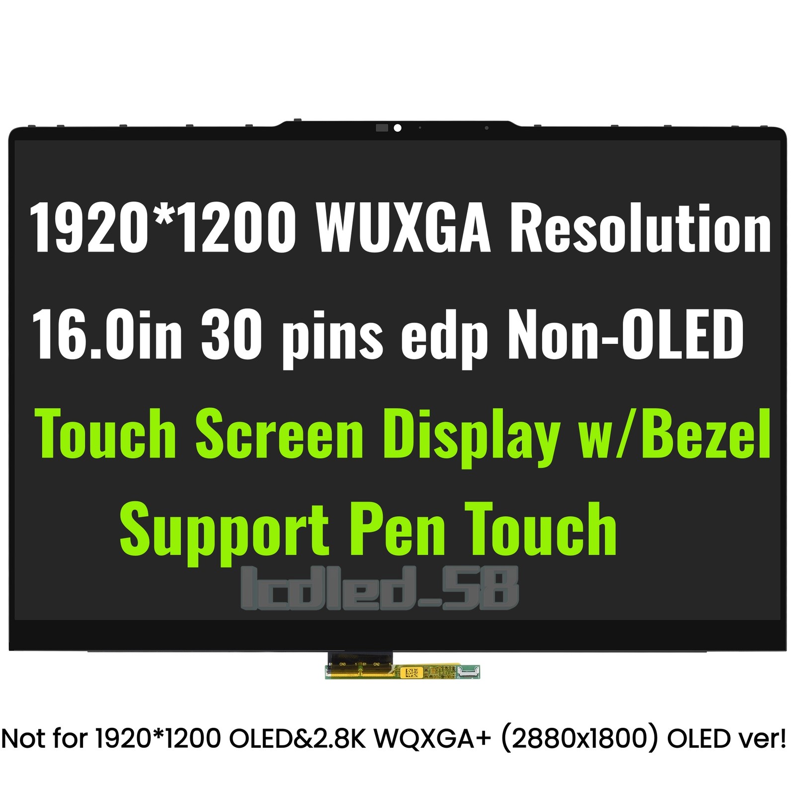 16'' WUXGA LCD Touch Screen +Bezel For Lenovo Yoga 7 2-in-1 16AGP11 83TF0004US