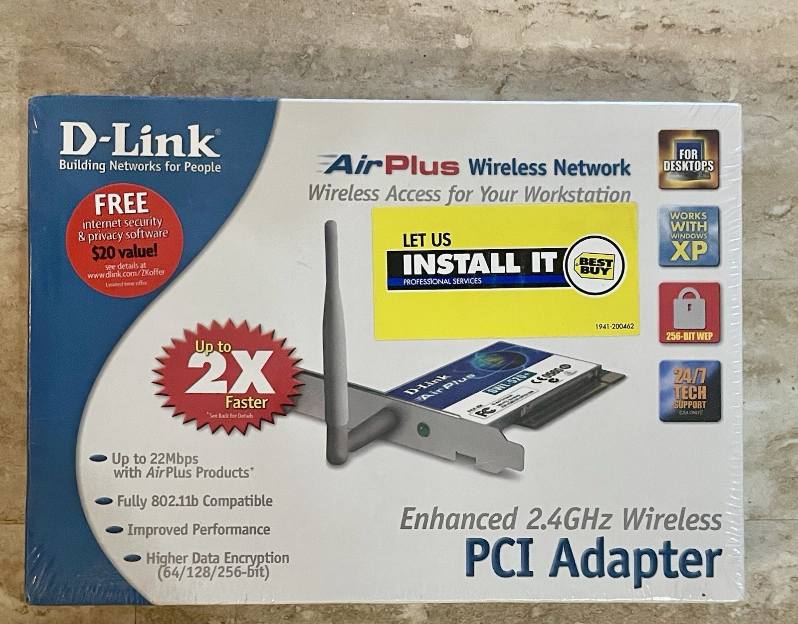 NEW D-Link Air Plus Wireless Network 2.4GHz DWL-520 Wireless PCI Adapter 802.11b