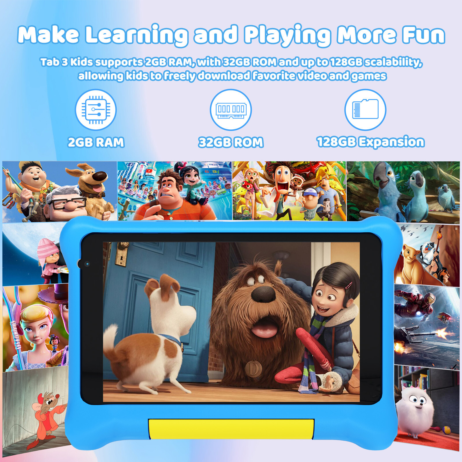 2025 Kids Tablet 7 inch Android 13 Tablet for Kids 3-12 5+32GB Parent Cont New