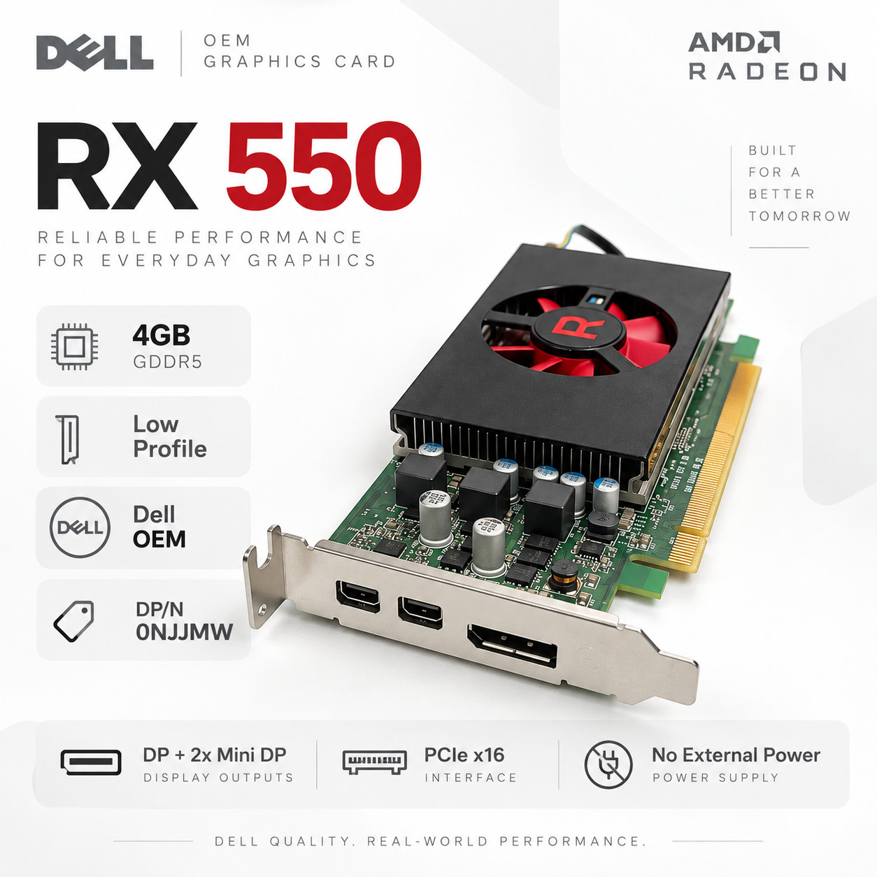 Dell AMD Radeon RX 550 4GB GDDR5 Low Profile GPU DP 2x Mini DP 0NJJMW
