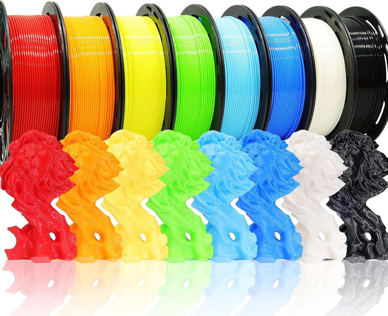 1.75Mm 8 Spools Popular Colors 3D Printer PLA Filament Bundle Pack: Black White