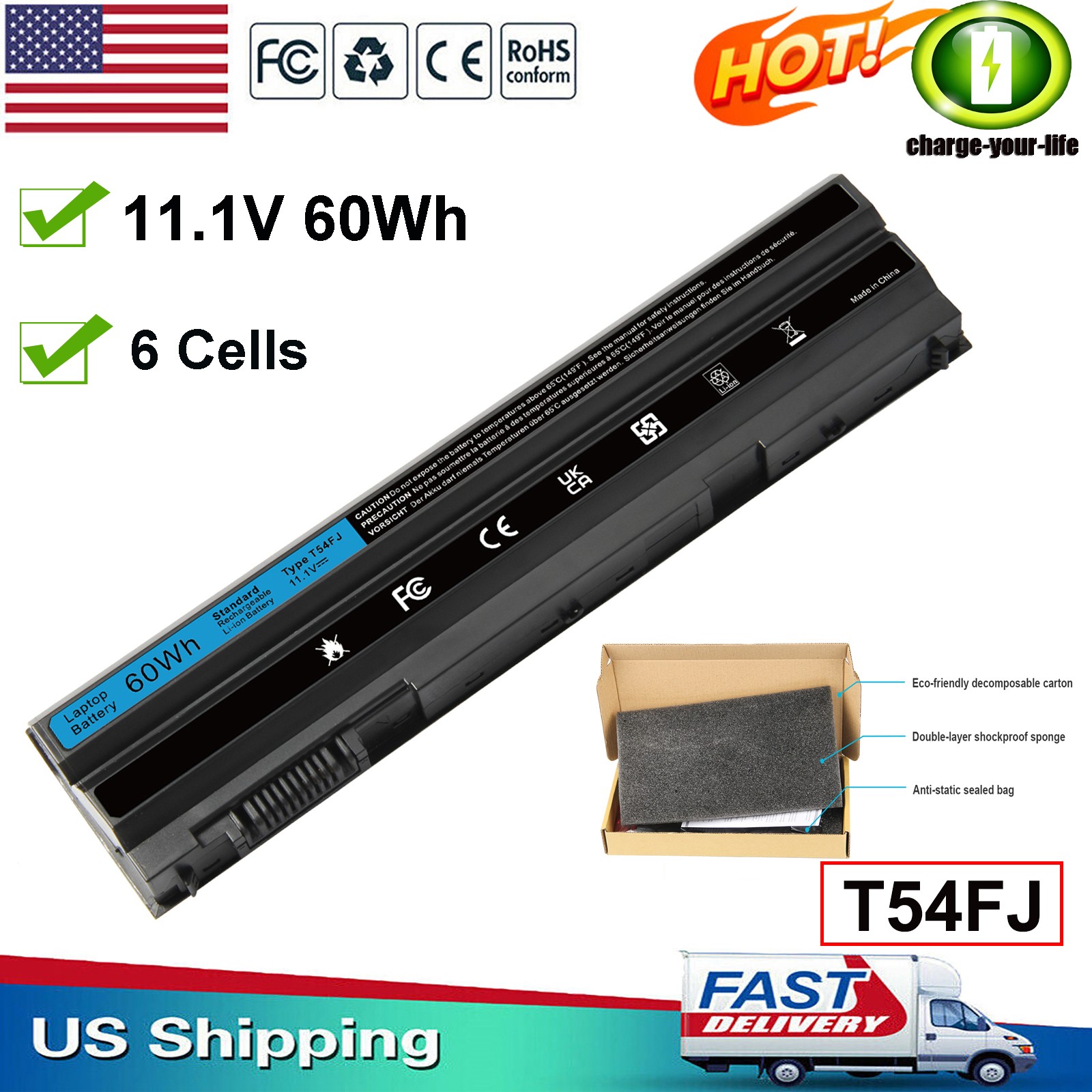 ✅T54FJ Battery for Dell Latitude E5430 E5520 E5530 E6420 E6430 E6440 E6520 E6540