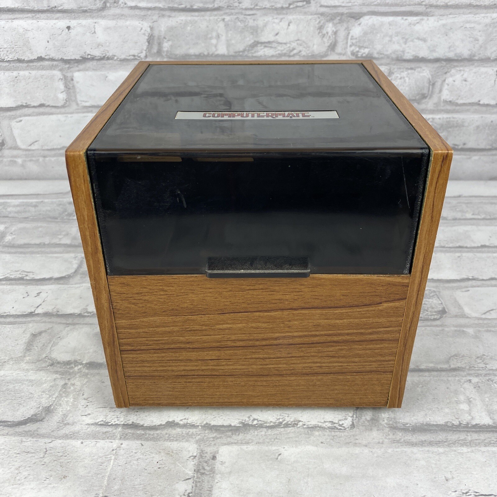 COMPUTERMATE 5.25 Floppy Disc Holder Computer Storage Wood Grain Brown Vintage