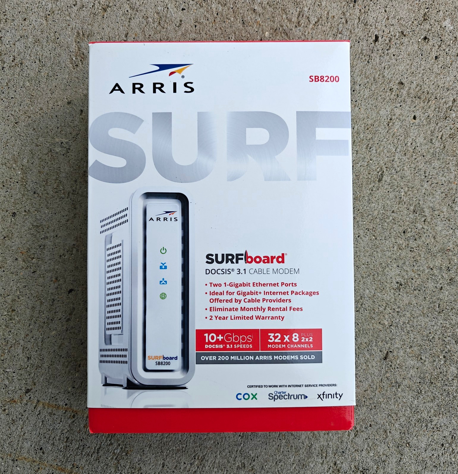 ARRIS SURFboard SB8200 DOCSIS 3.1 Cable Modem 32x8 10+Gbps 2-Port