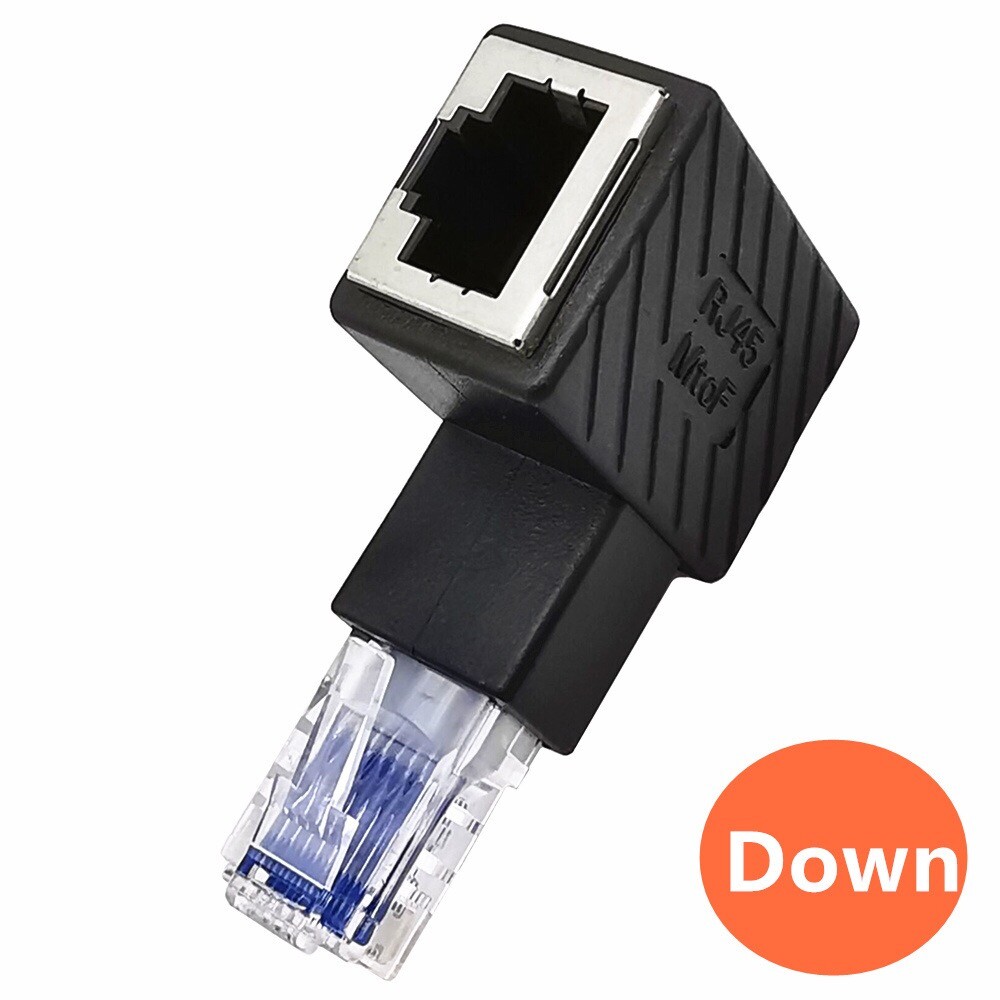 1x 90 Degree Angled RJ45 Ethernet LAN Male to Female Cat5 Cat5e Extender Adapter