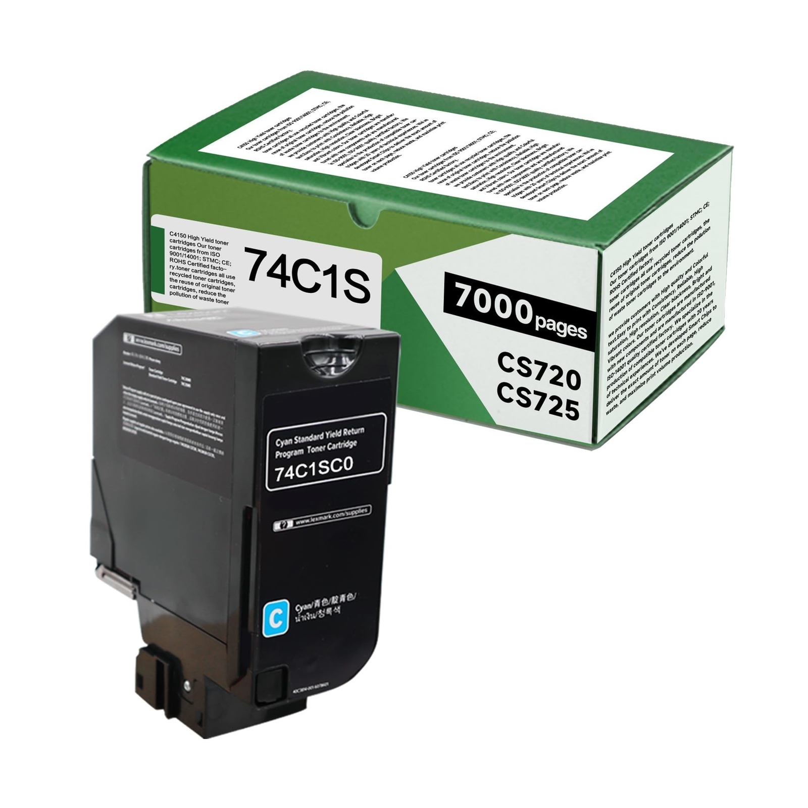 74C1SC0 Cyan Compatible 7000 Pages Toner Cartridge High Yield Replacement for...