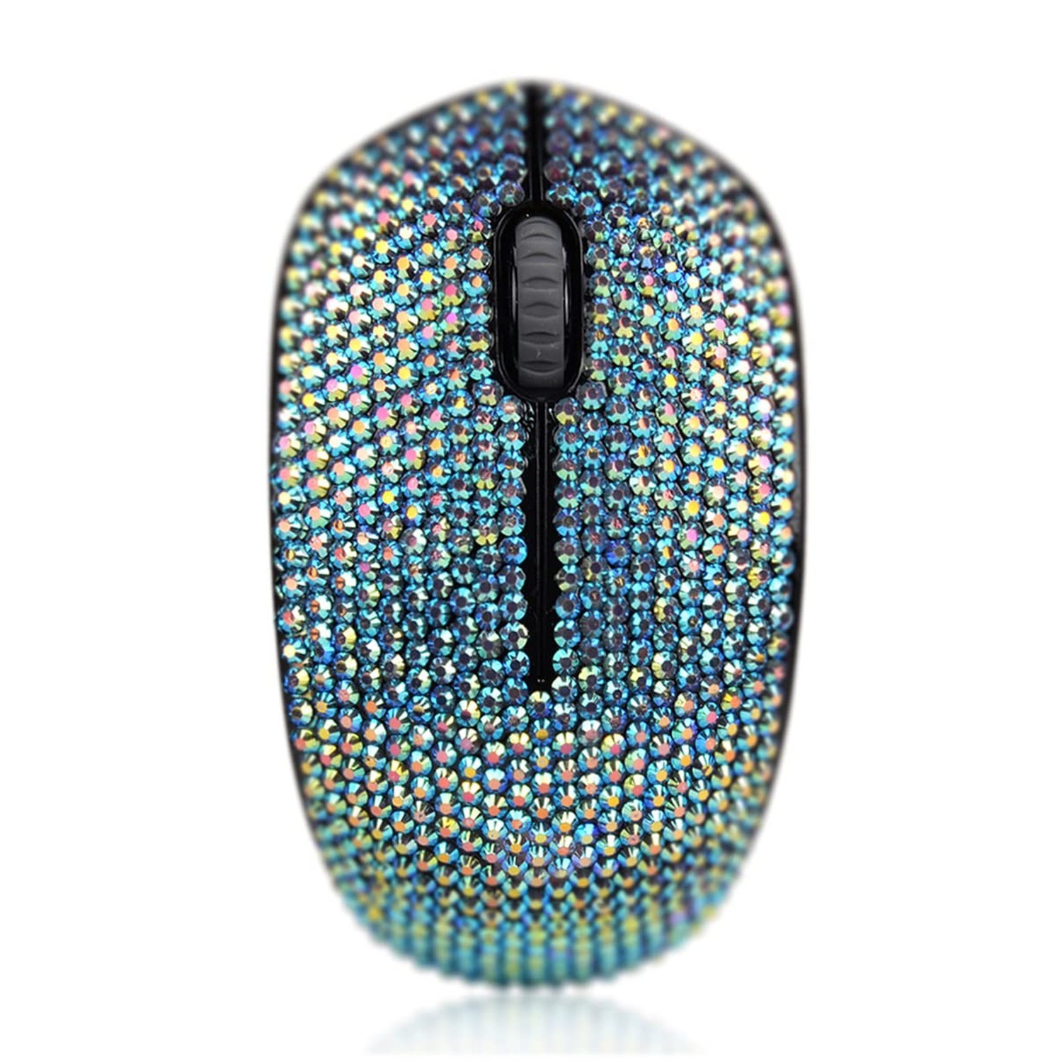 Bling Crystal Rhinestone Wireless Mouse, 2.4G Noiseless Mouse with USB Receiv...