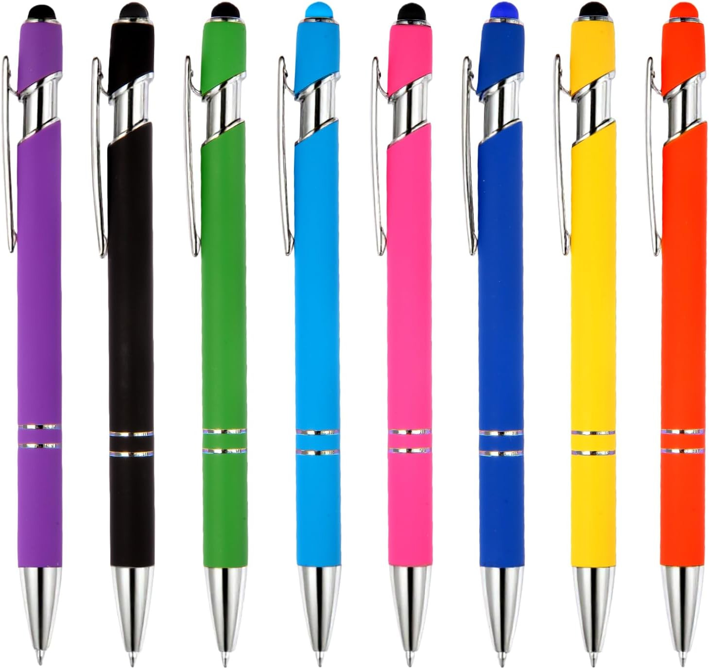 8 Pack Ballpoint Pen 2in1 Stylus Retractable Metal Stylus Pens for Touch Scre...