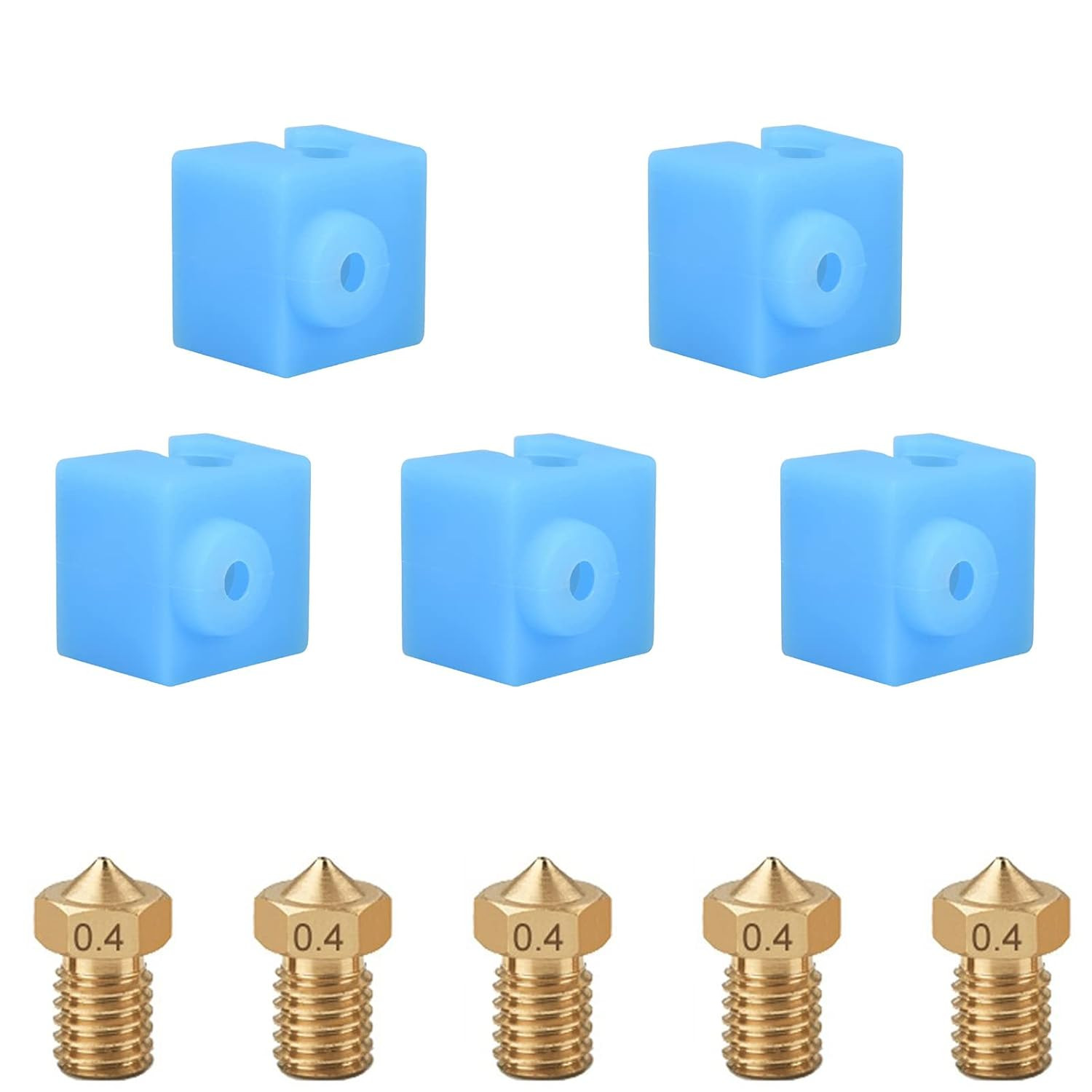 5 PCS Nozzles and Silicone Socks for Anycubic Mega, Kobra, 3D Printer Parts