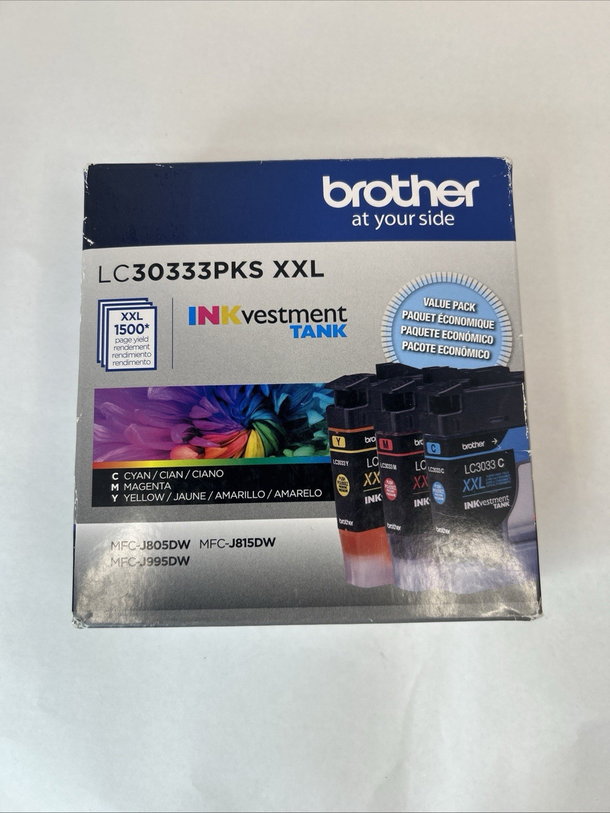 Brother LC30333PKS XXL INKvestment Tank Value Pack Ink C/M/Y 03/26 Date