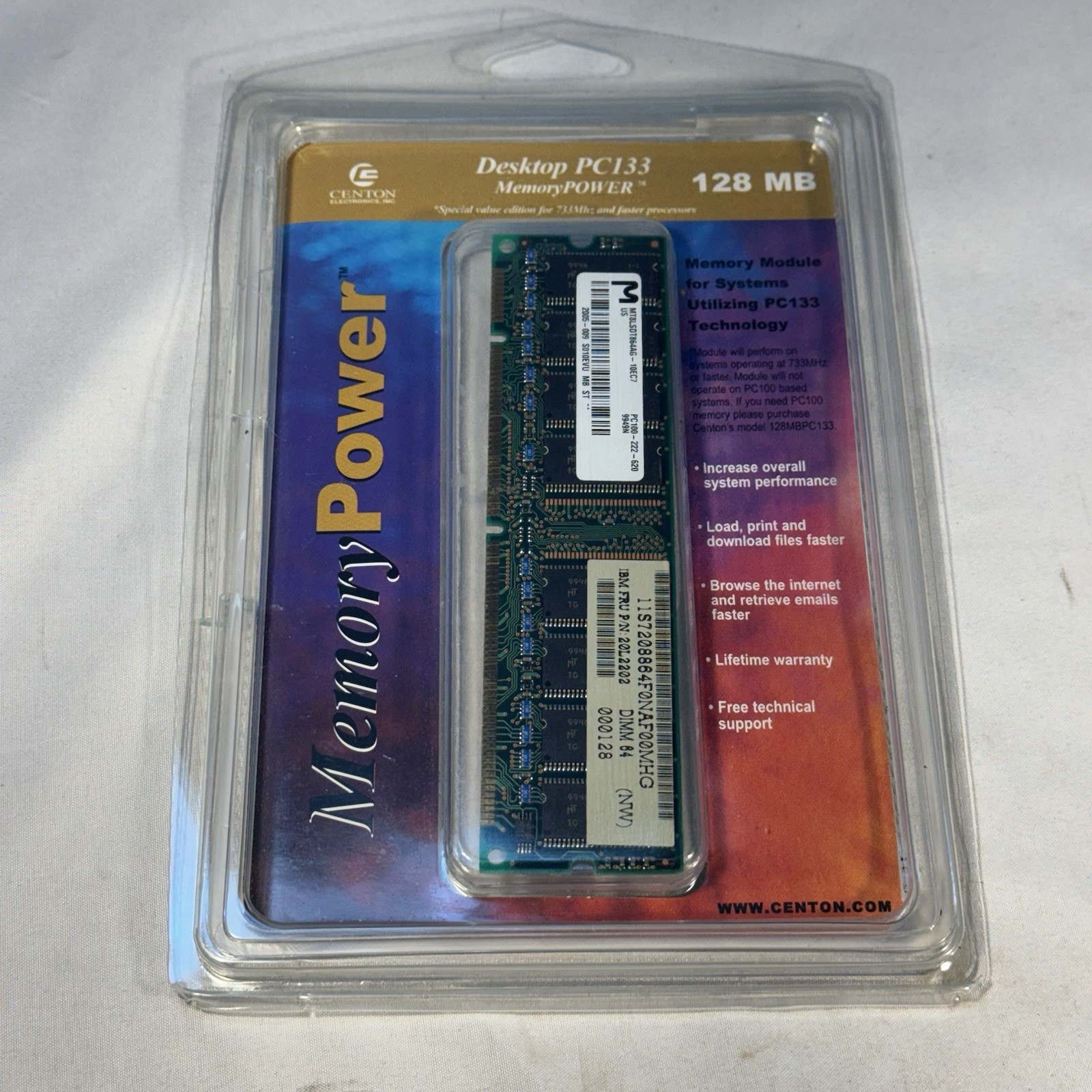 Centon 128mb Memory Power Module SDRAM PC100 Intel pentium III pentium II