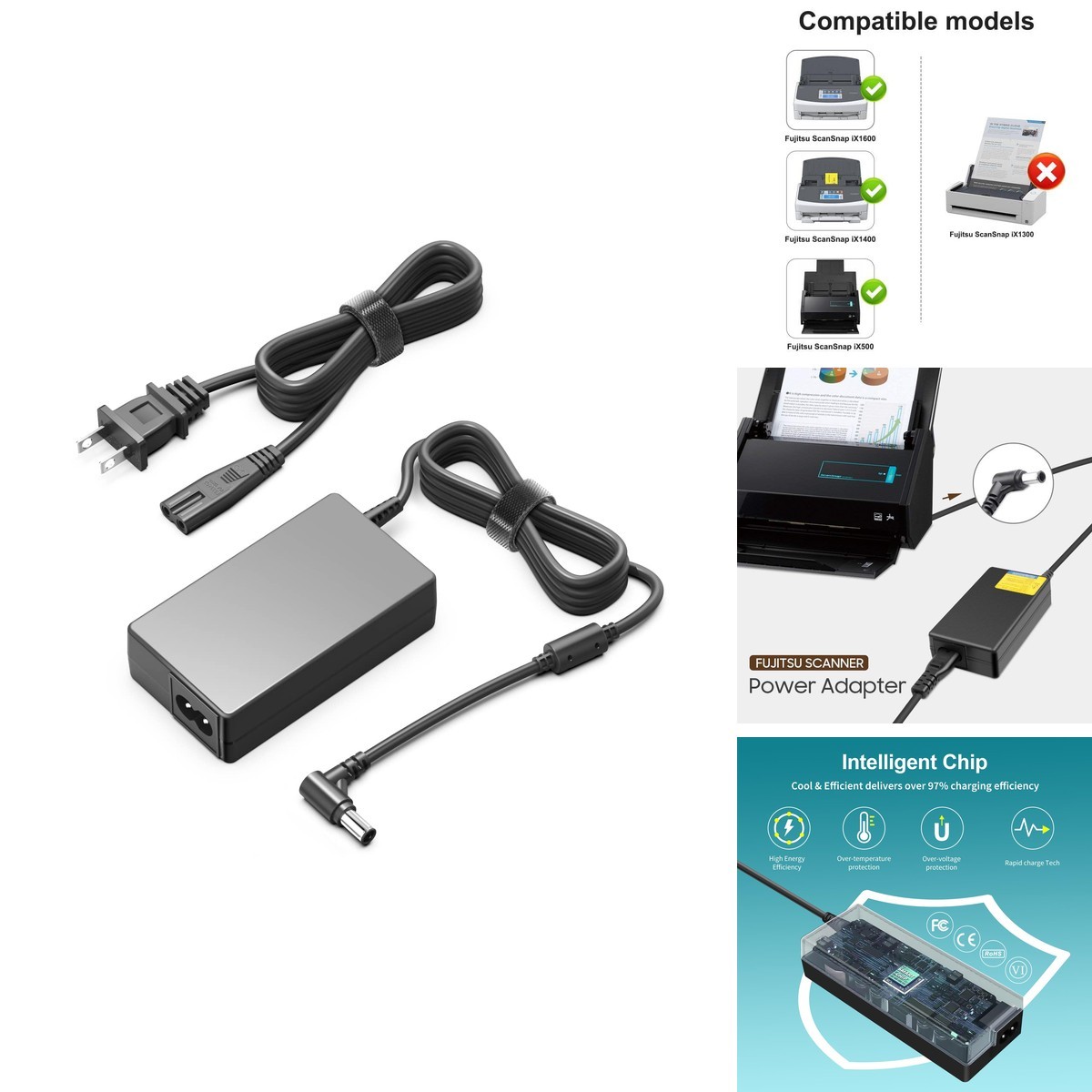 16V AC Adapter Charger for Fujitsu ScanSnap iX1600 iX1400 iX500 iX1500 SV600