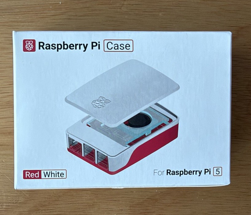 Official Raspberry Pi 5 Case Red White w Cooling Fan OEM SC1159