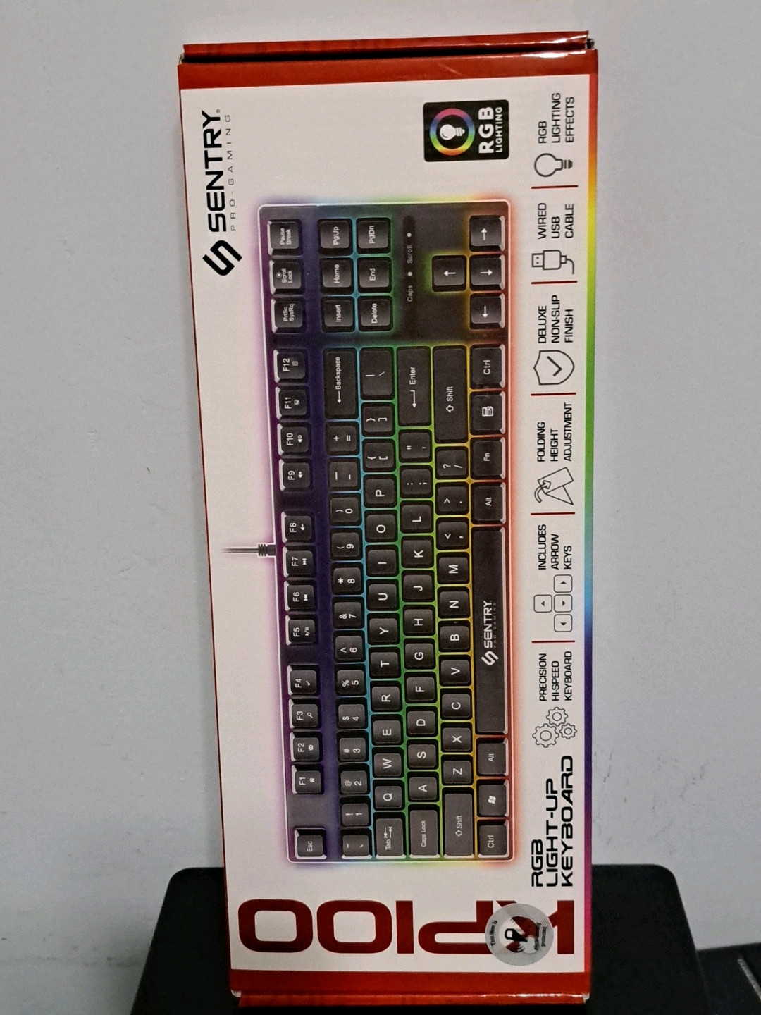 New Sentry Pro Gaming RGB Light-up Black Wired Keyboard High Speed KP100
