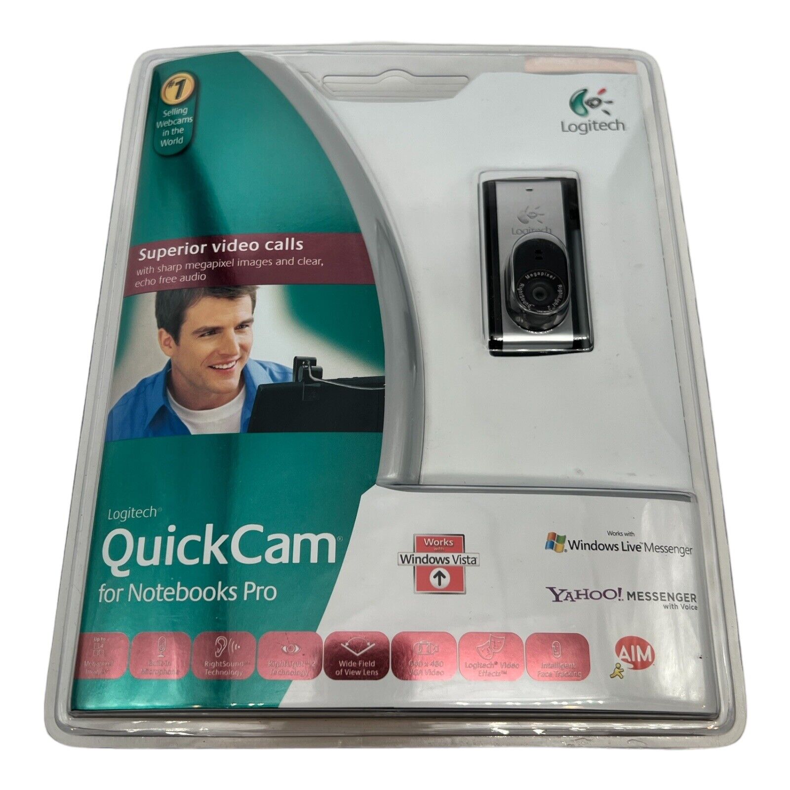 Logitech Quick Cam For Notebooks Pro Webcam Camera USB w/ Microphone NEW