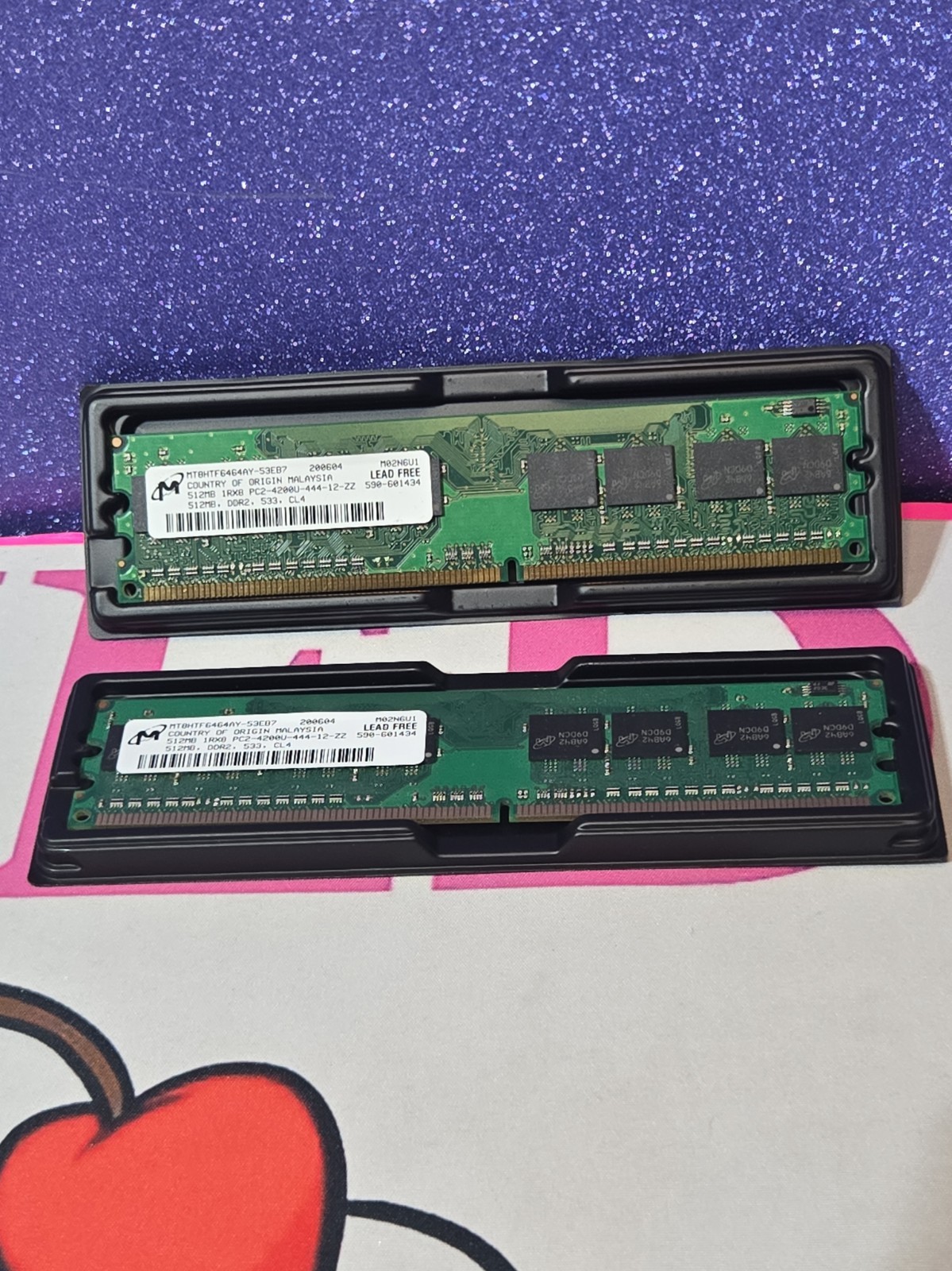 Micron MT8HTF6464AY 53EB7 512MB DDR2 PC2- (QTY 2)