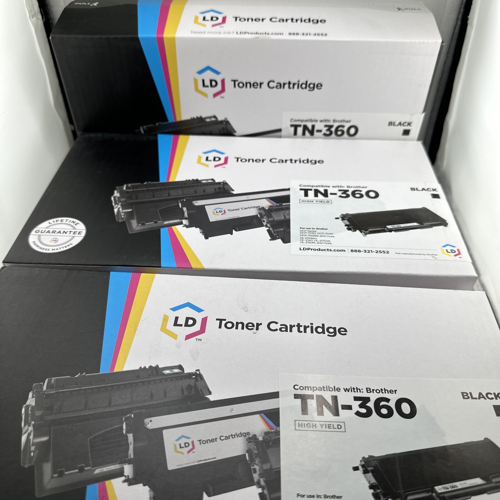 3 LD TN360 Black Laser Toner Cartridge for Brother HL-2150N DCP-7045N MFC-7345DN