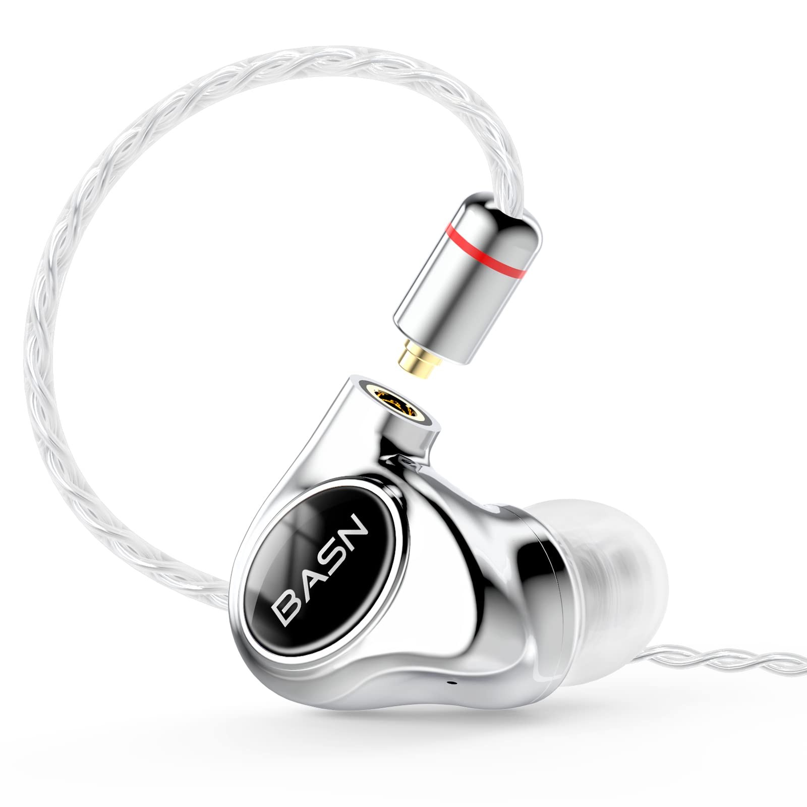 BASN Metalen 4 Drivers inEar Monitor Headphones, Wired Earbuds,Gloss Black