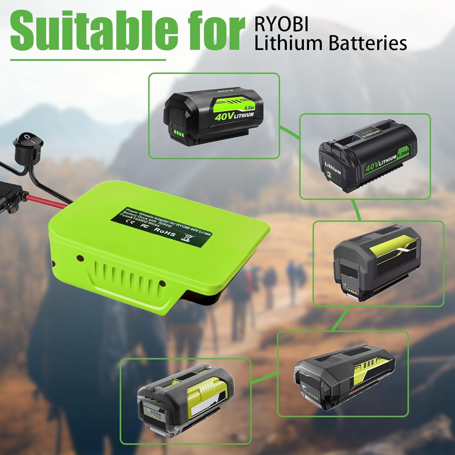 Starlink Mini DC Power Cable for Ryobi 40v Battery, Ryobi 40v Battery MOD