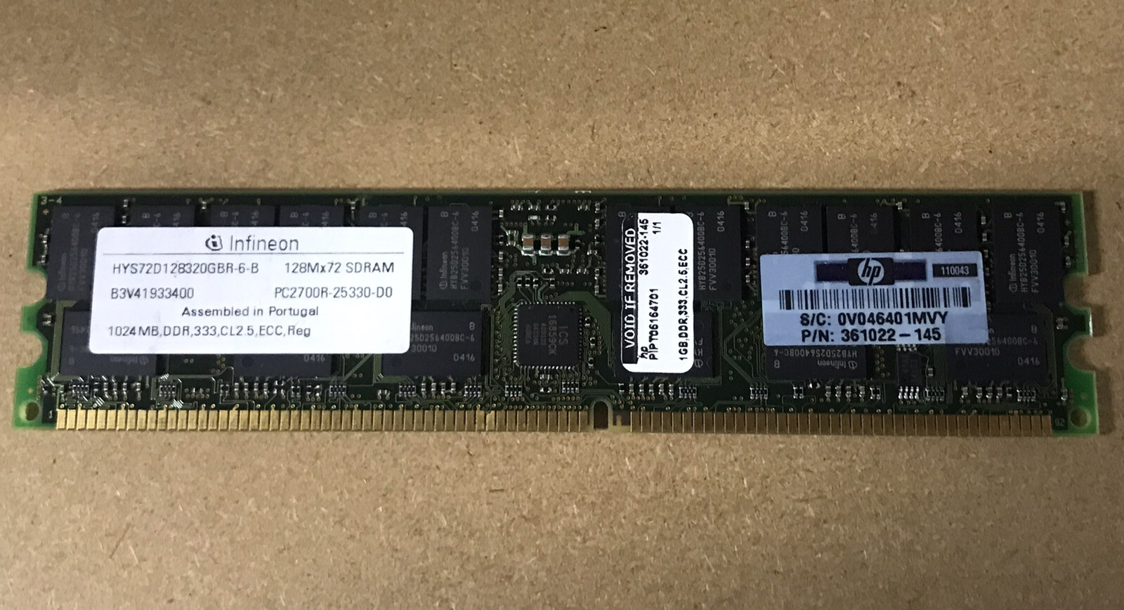 HP 361960-001 1GB, PC2700, ECC DDR SDRAM memory module