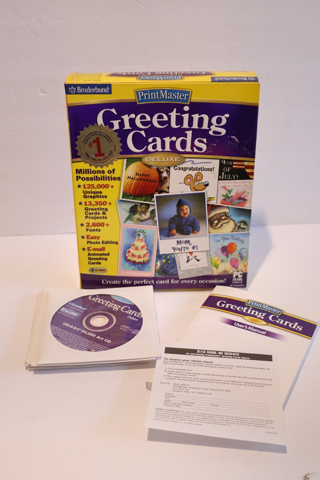 Software PC Print Master Greeting Cards Deluxe Win 98 2000 ME XP NEW Big Box