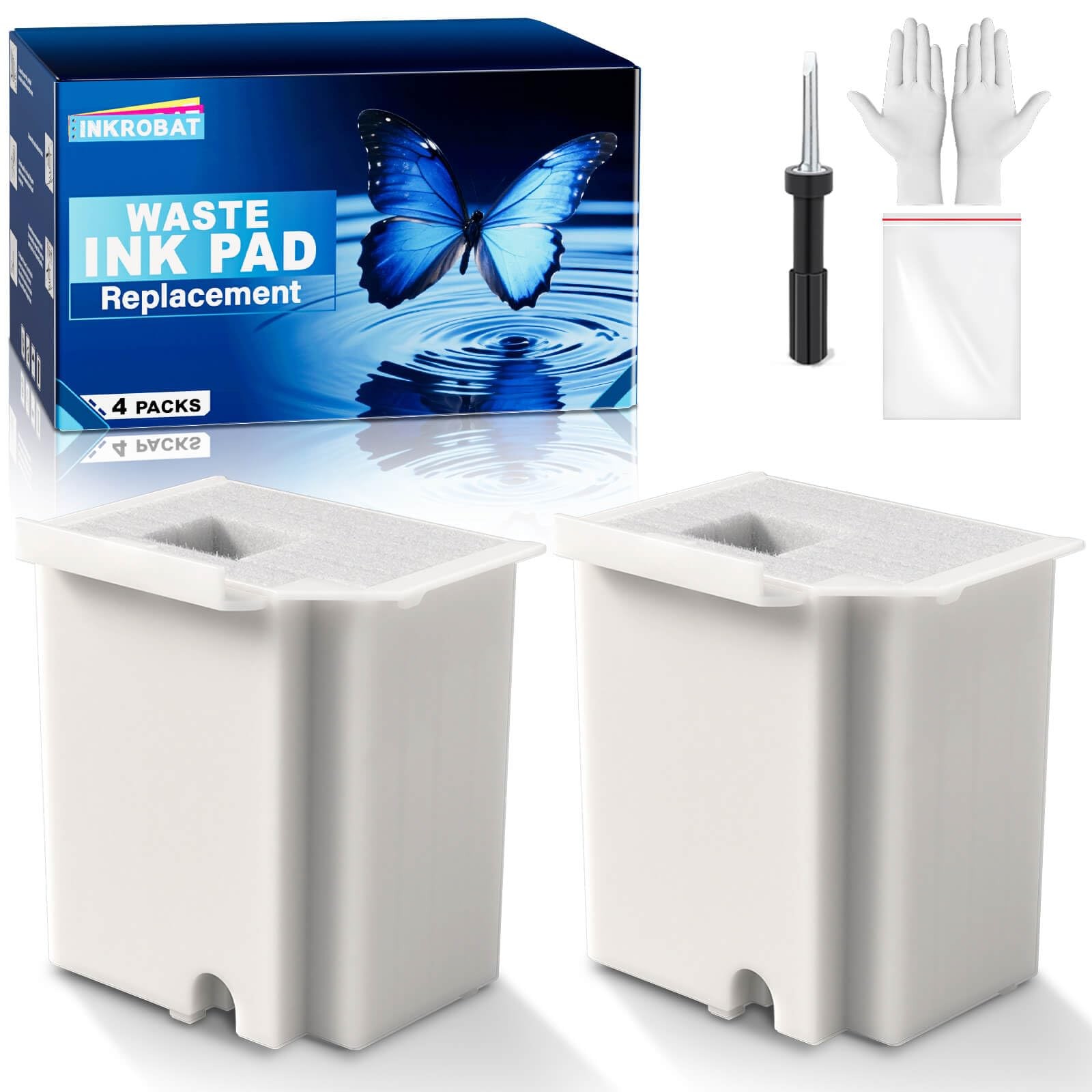 Waste Ink White Pad 2 Packs with Reset Software, 2P