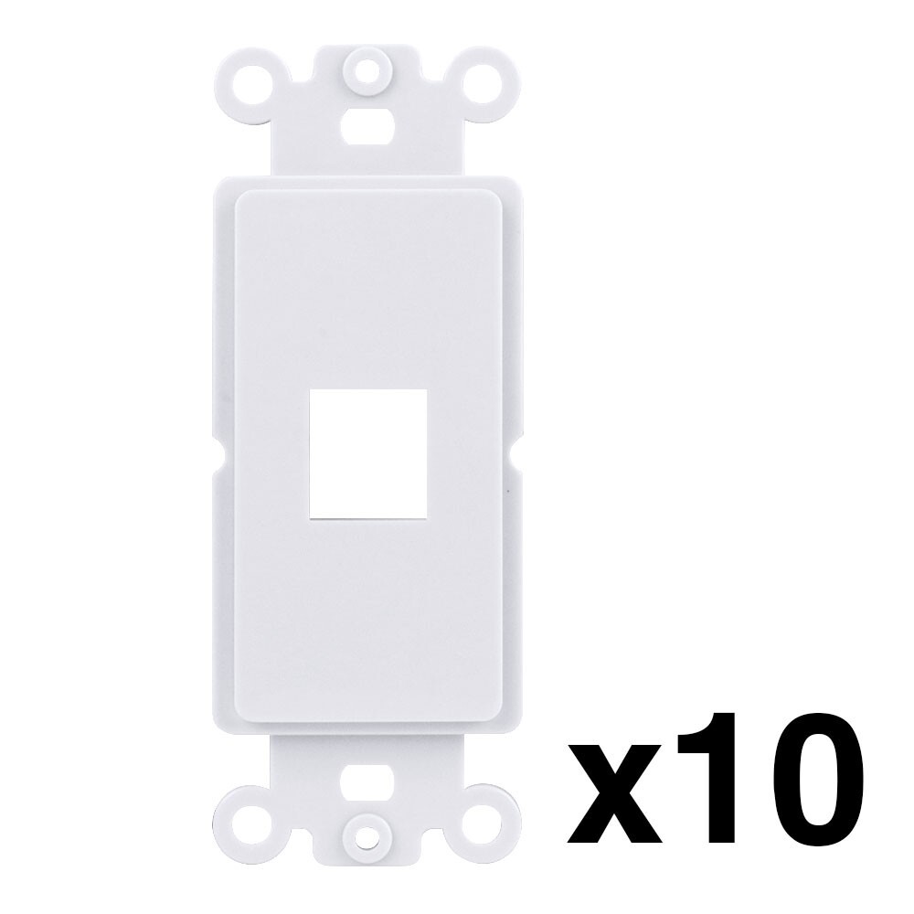 1-Port Single Gang Keystone Decora Style Insert Strap (10 Pack, White)