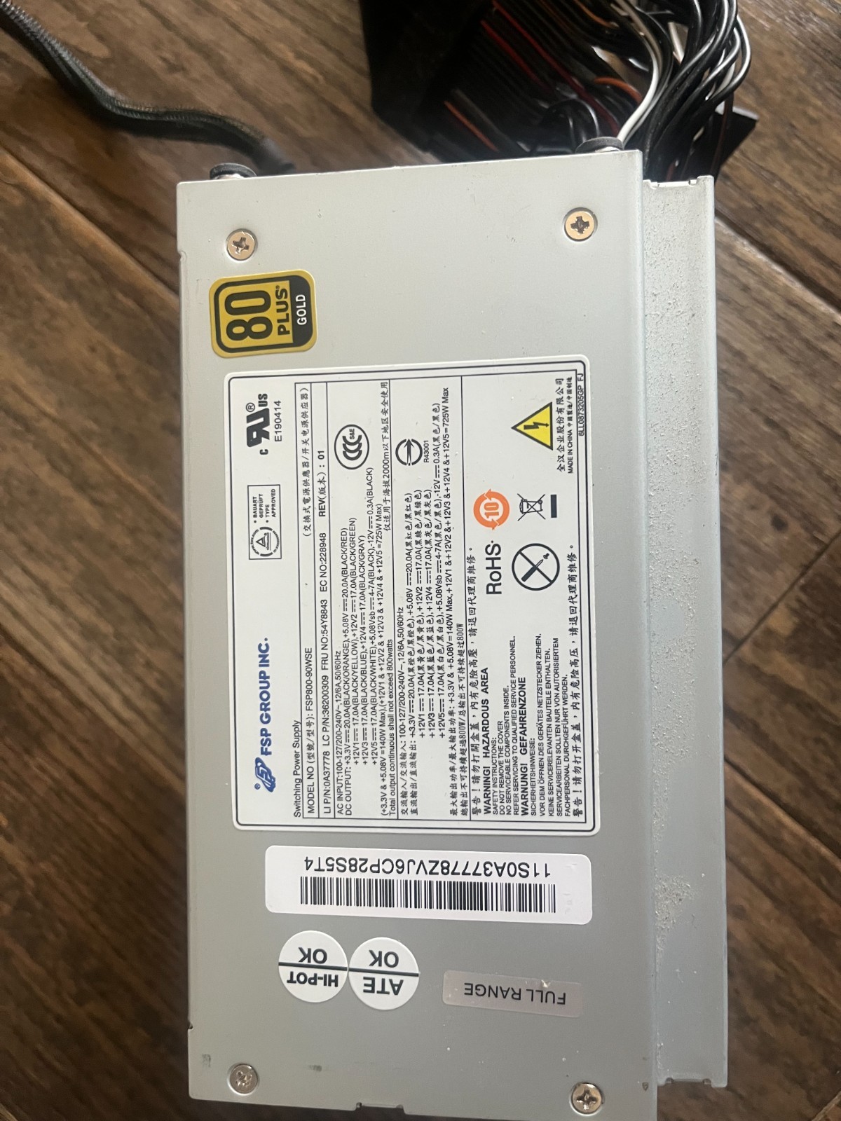 Lenovo FSP800-90WSE 800W 80 Plus Gold Power Supply  Tested