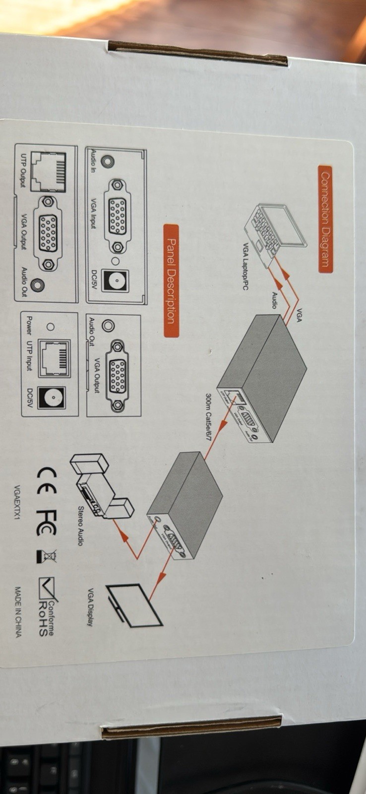 Kanexpro VGA 1x1 Extender over CAT5e/6 VGAEXTX1 MW1B3