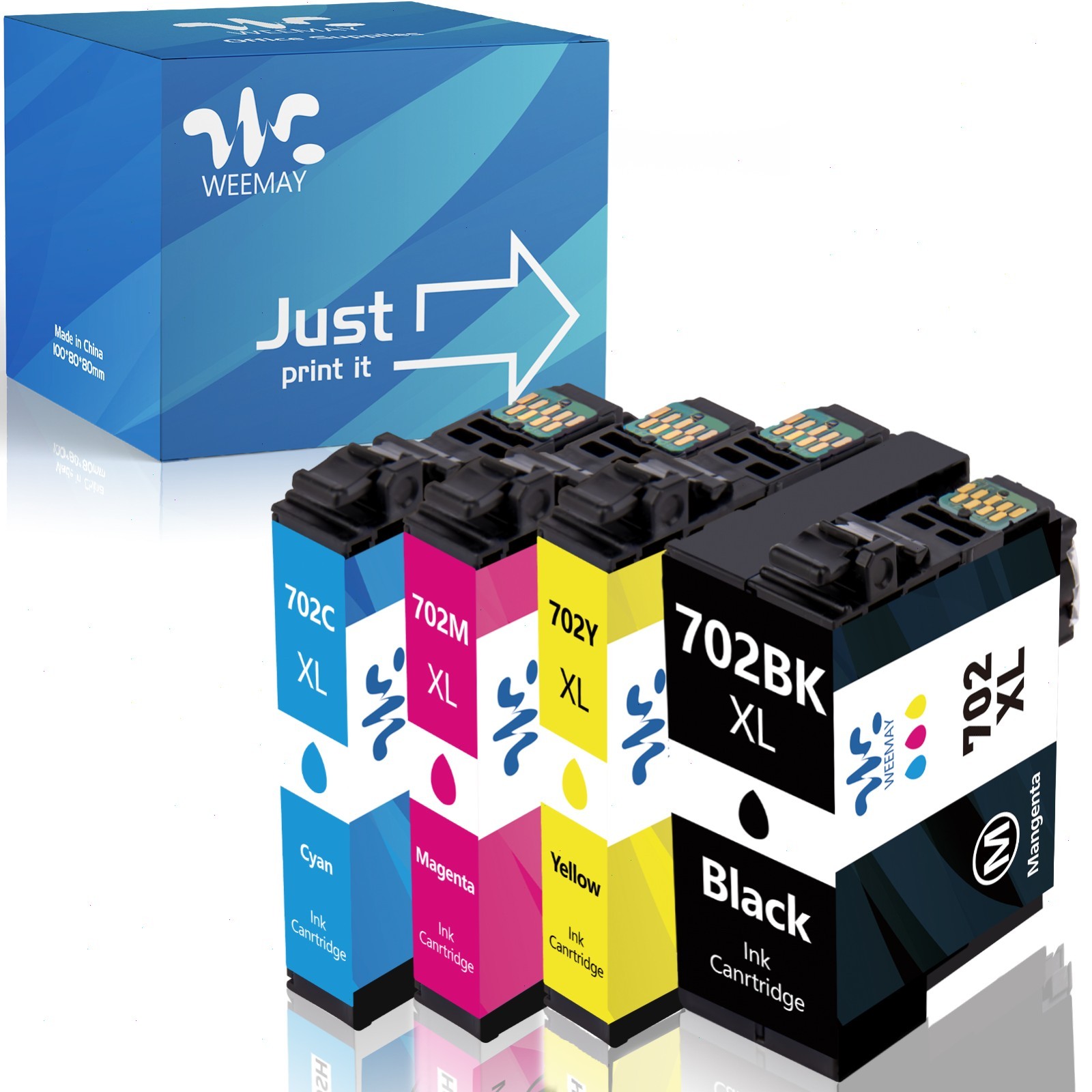 4PK 702XL  T702XL Ink Cartridges For Epson WorkForce Pro WF-3720 WF-3730 WF-3733