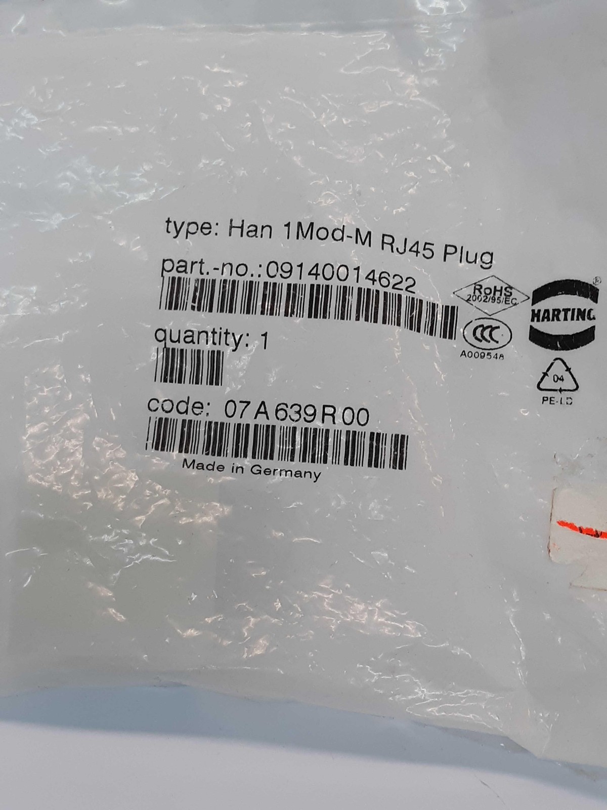 Harting 09140014622 Modular RJ45 Plug Type Han 1Mod-M 