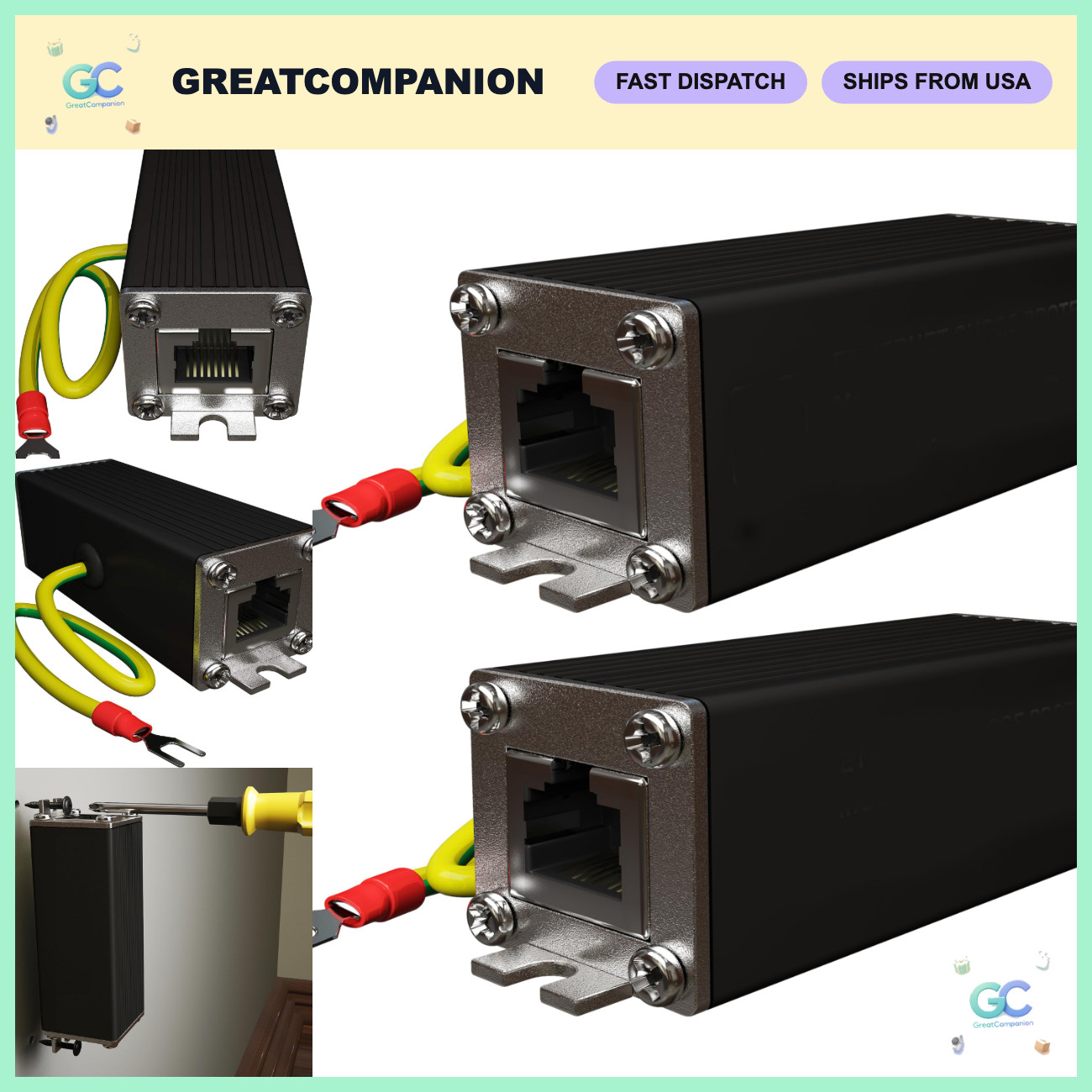 Ethernet Surge Protector 2 Pack - 2.5Gbps PoE++ GDT TVS for All 4 Pairs