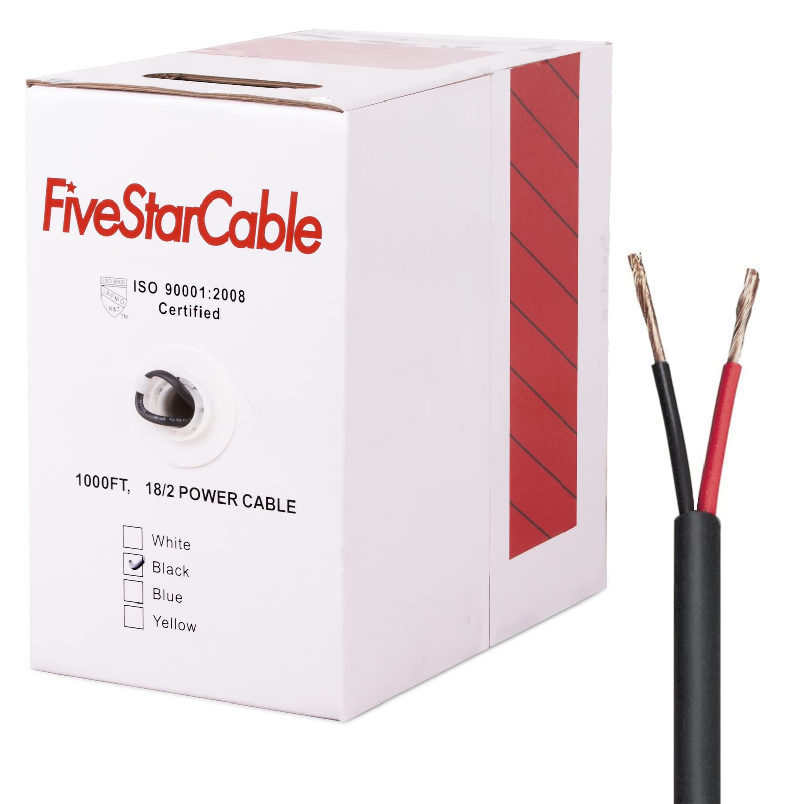 FiveStarCable 18/2 Gauge Low Voltage Cable Wire - 1000 ft, 18 AWG, 2 Conducto...