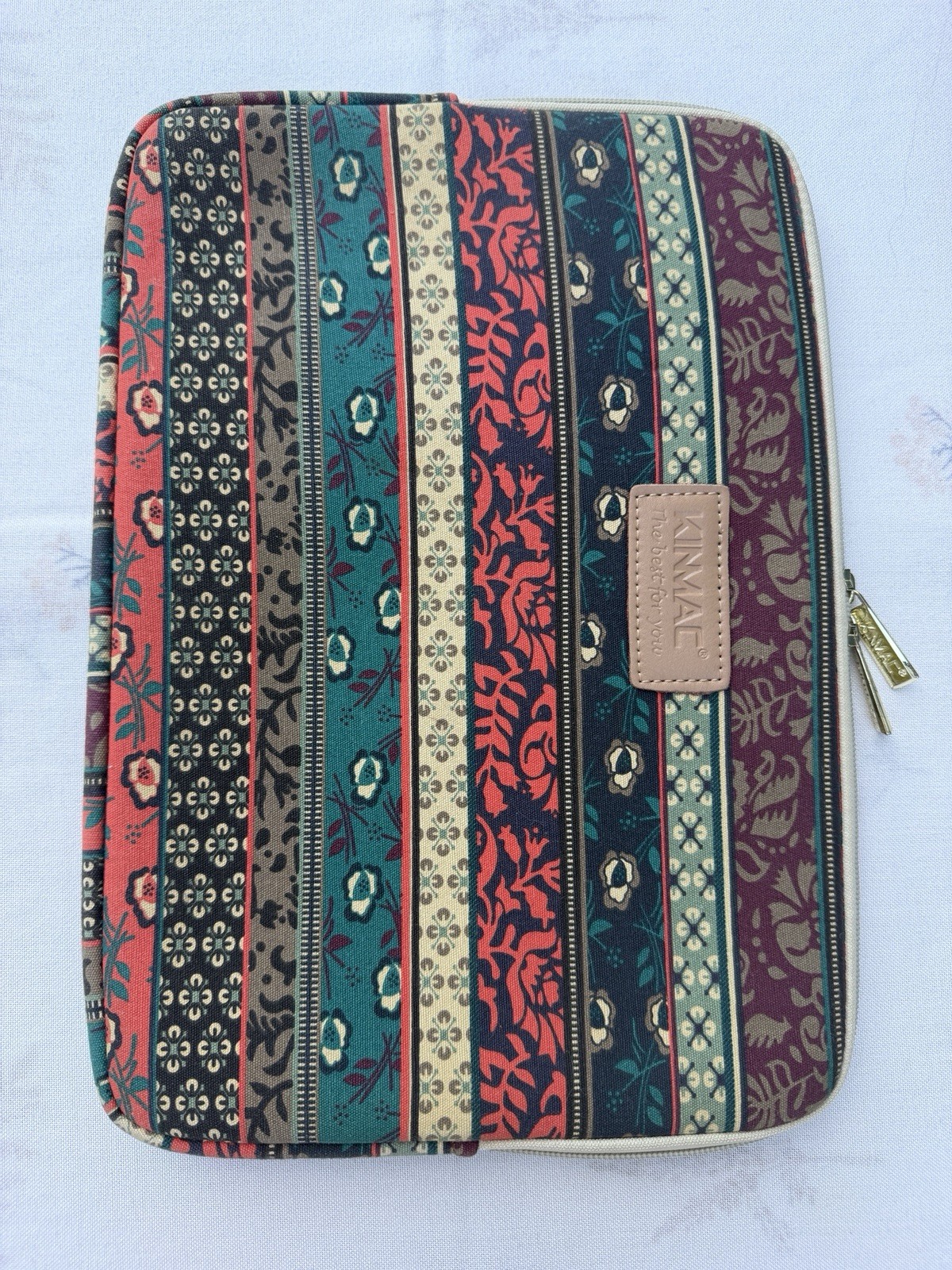 KINMAC Boho Floral Striped Laptop Sleeve Case Zipper Padded Multicolor 13 Inch