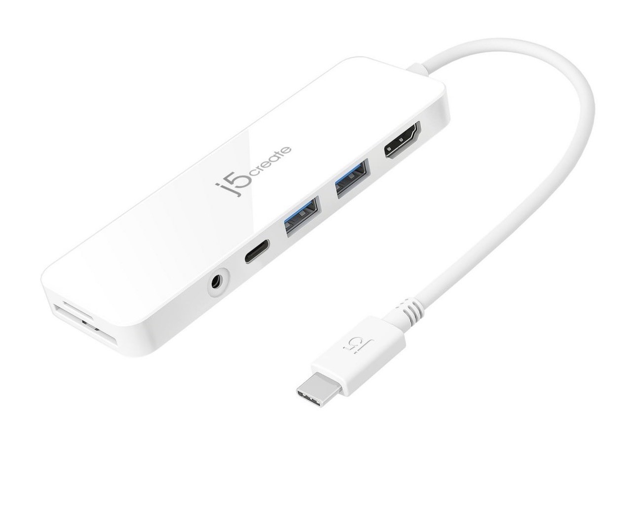 j5create USB-C Multi-Port Hub With Power Delivery, White, JCD373